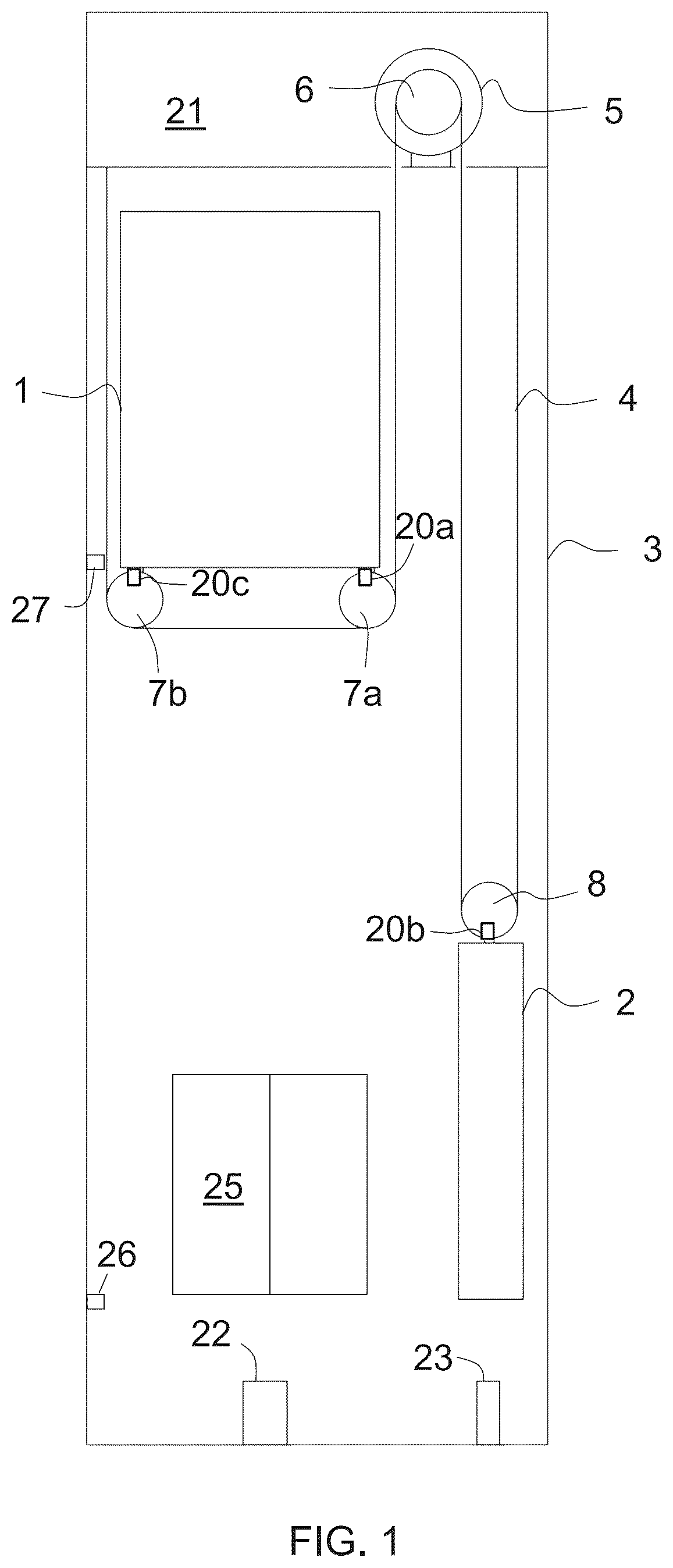 Patent US12103817 — Measurement arrangement and method of monitoring rotation speed of a component of an elevator, escalator, moving walkway or moving ramp — Figure 1