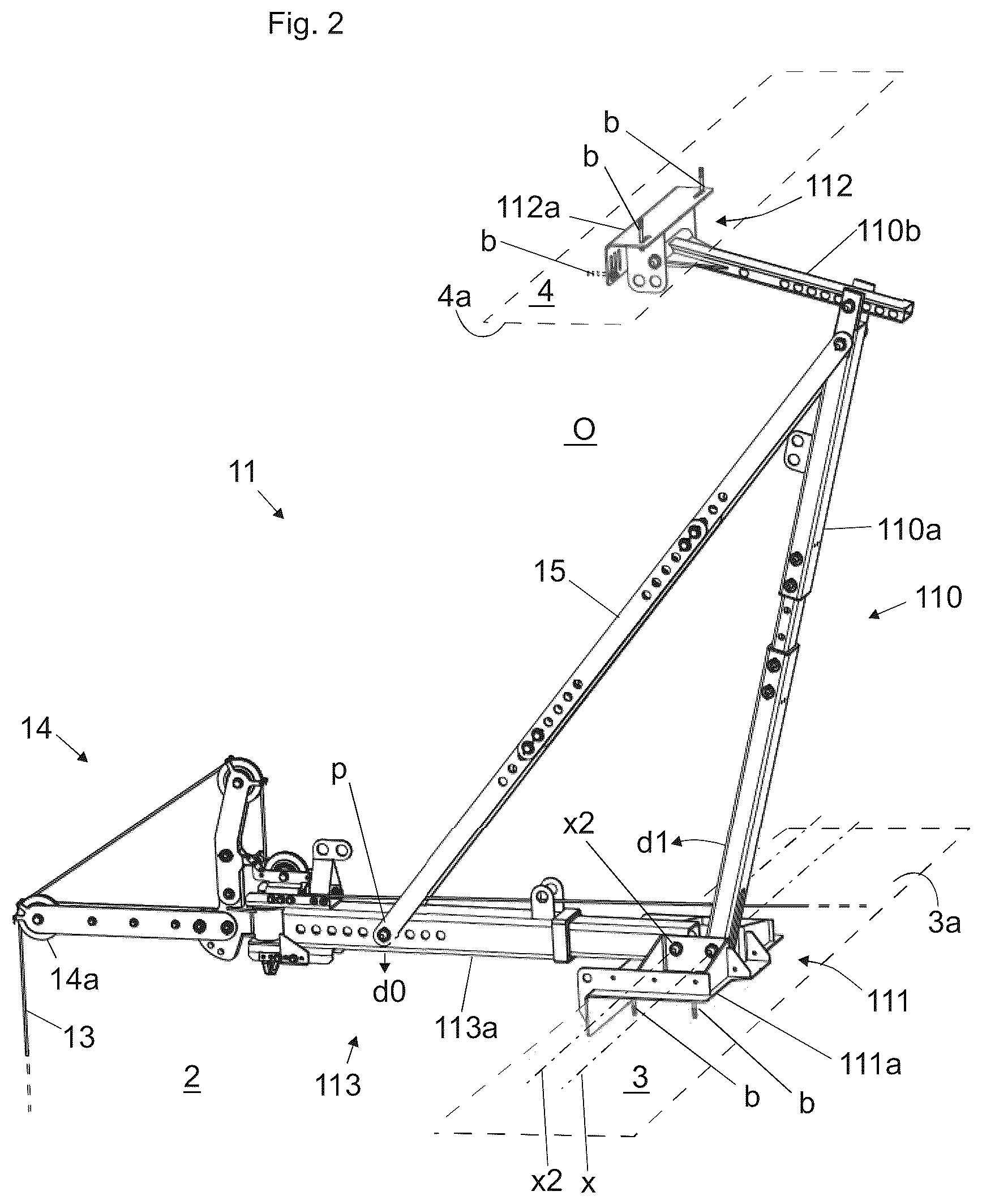 Patent US12103819 Figure 2 – Construction arrangement of an elevator and method