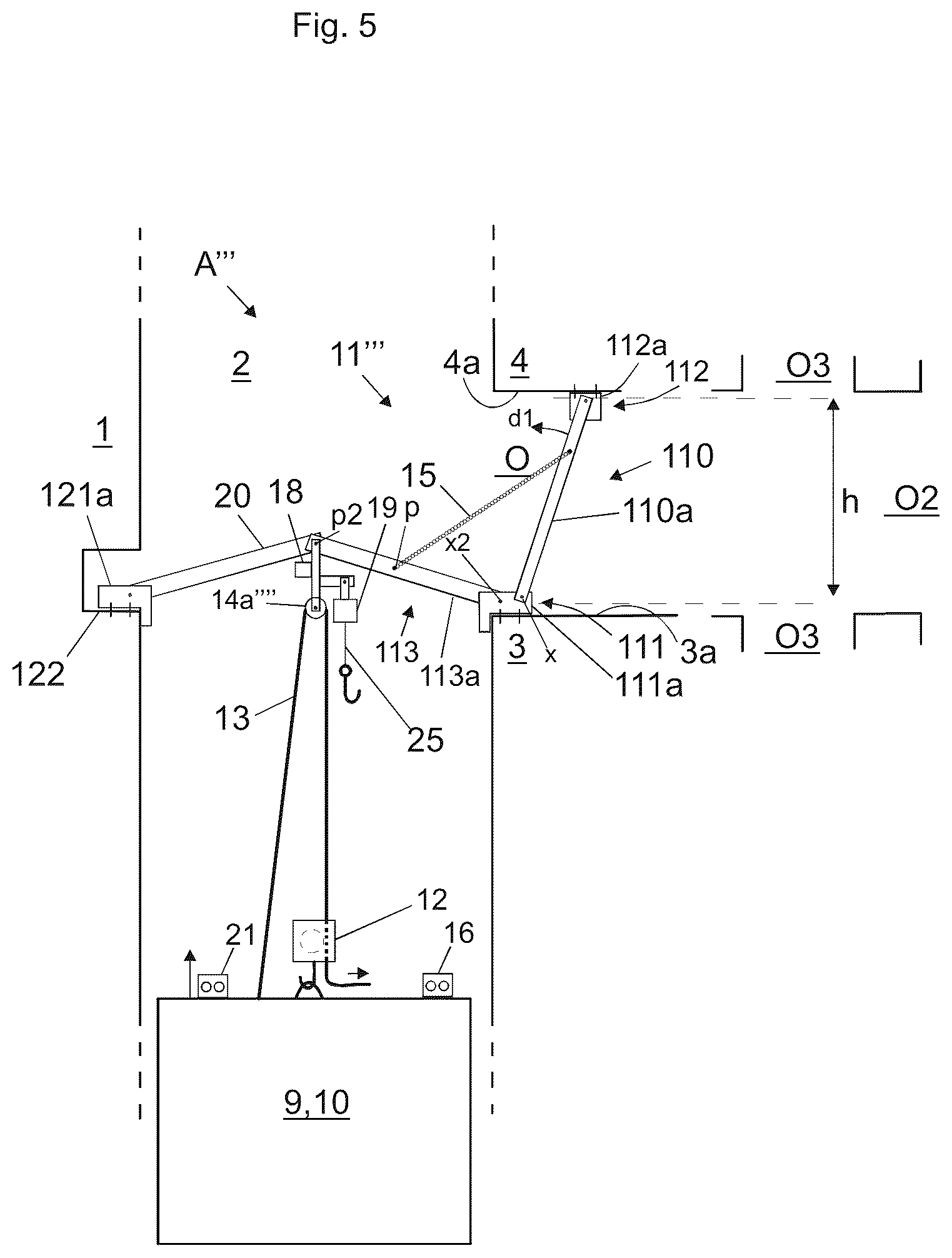 Patent US12103819 Figure 5 – Construction arrangement of an elevator and method