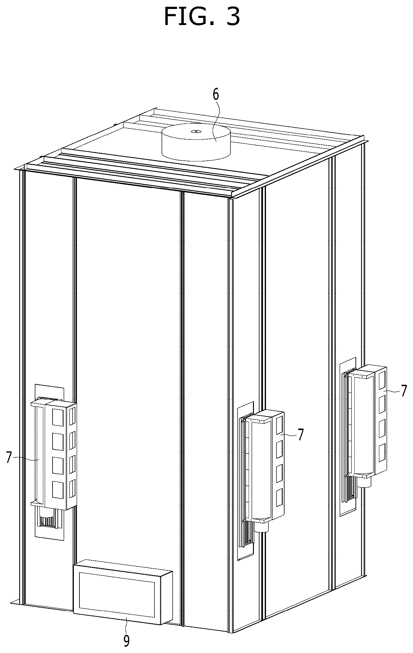 Patent US12103821 Figure 3 – Elevator having function of removing dust adhered to object aboard