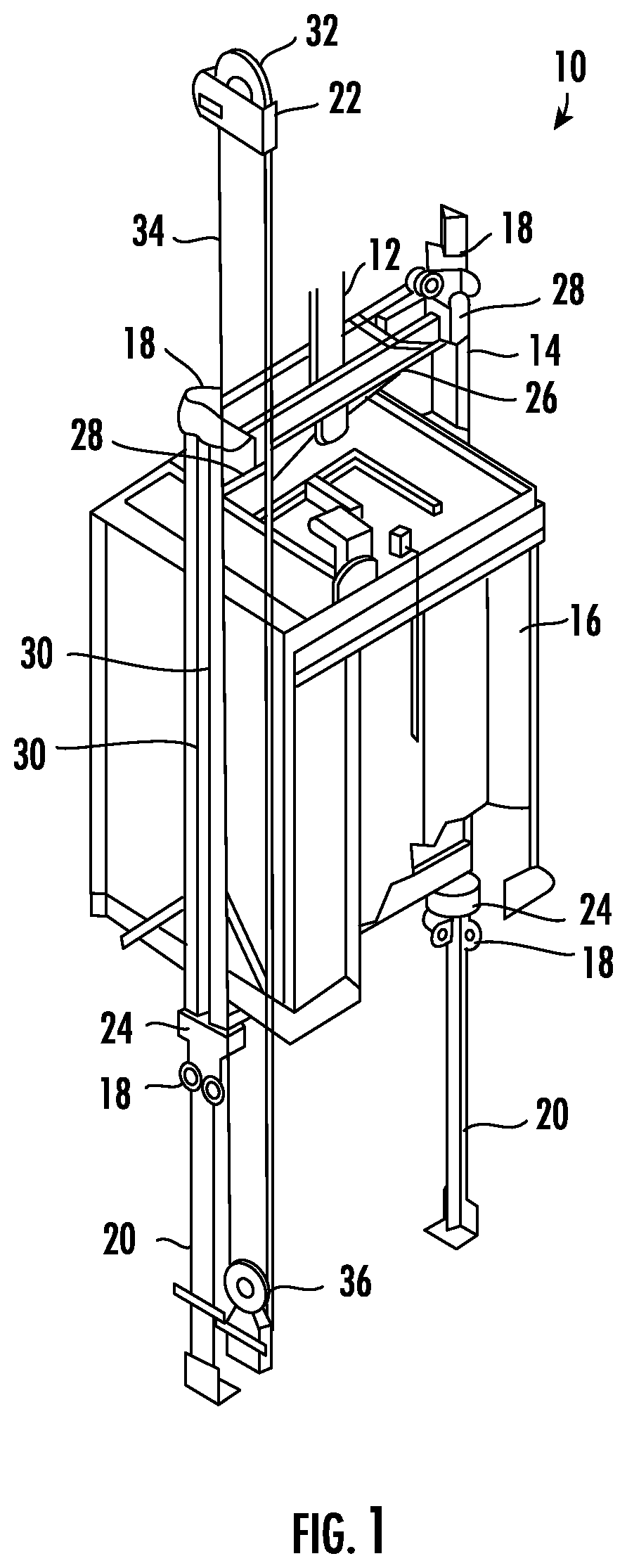 Patent US12103822 Figure 1 – Elevator system safety brake