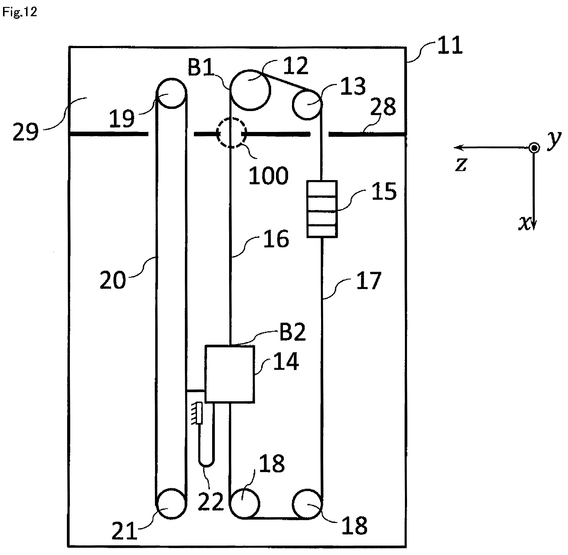 Patent US12103823 Figure 12 – Vibration damping device and elevator apparatus