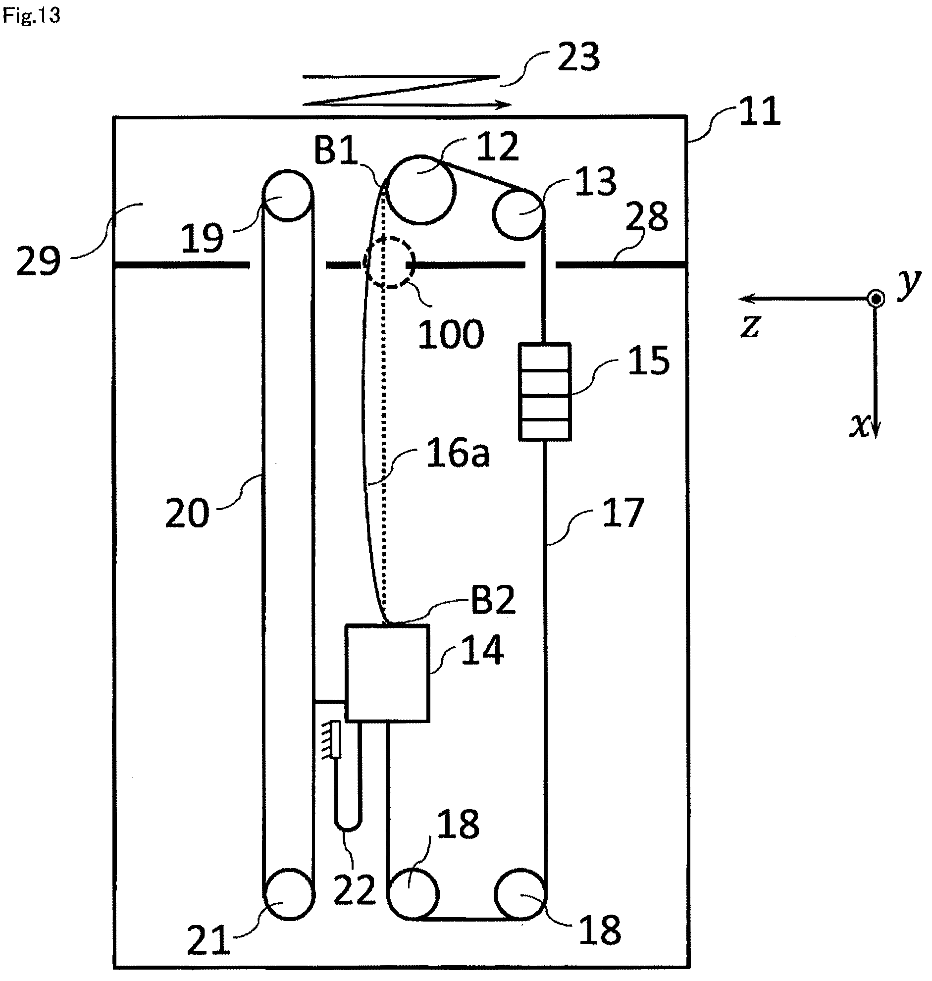 Patent US12103823 Figure 13 – Vibration damping device and elevator apparatus