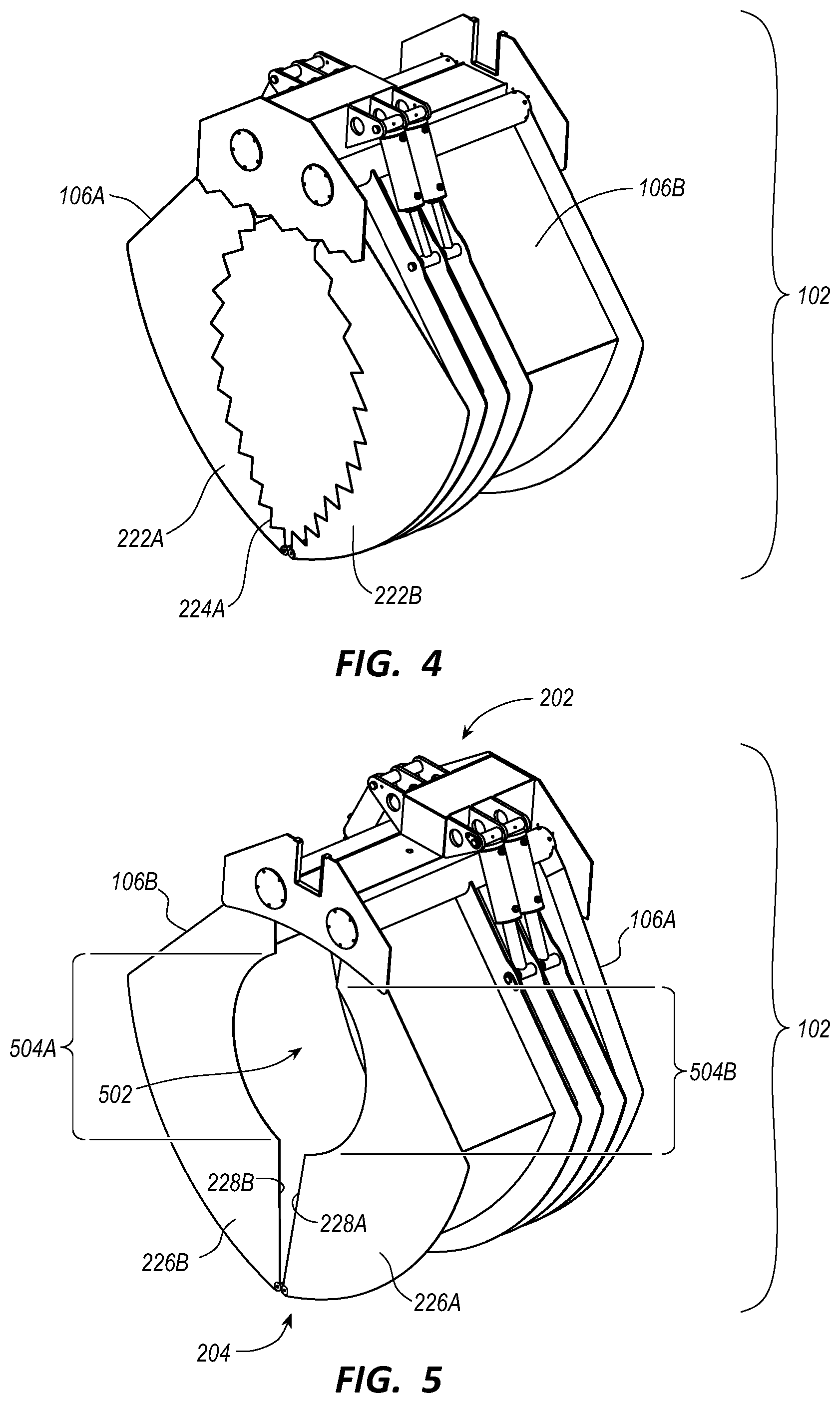 Patent US12103827 Figure 4 – Perforating clamshell bucket system