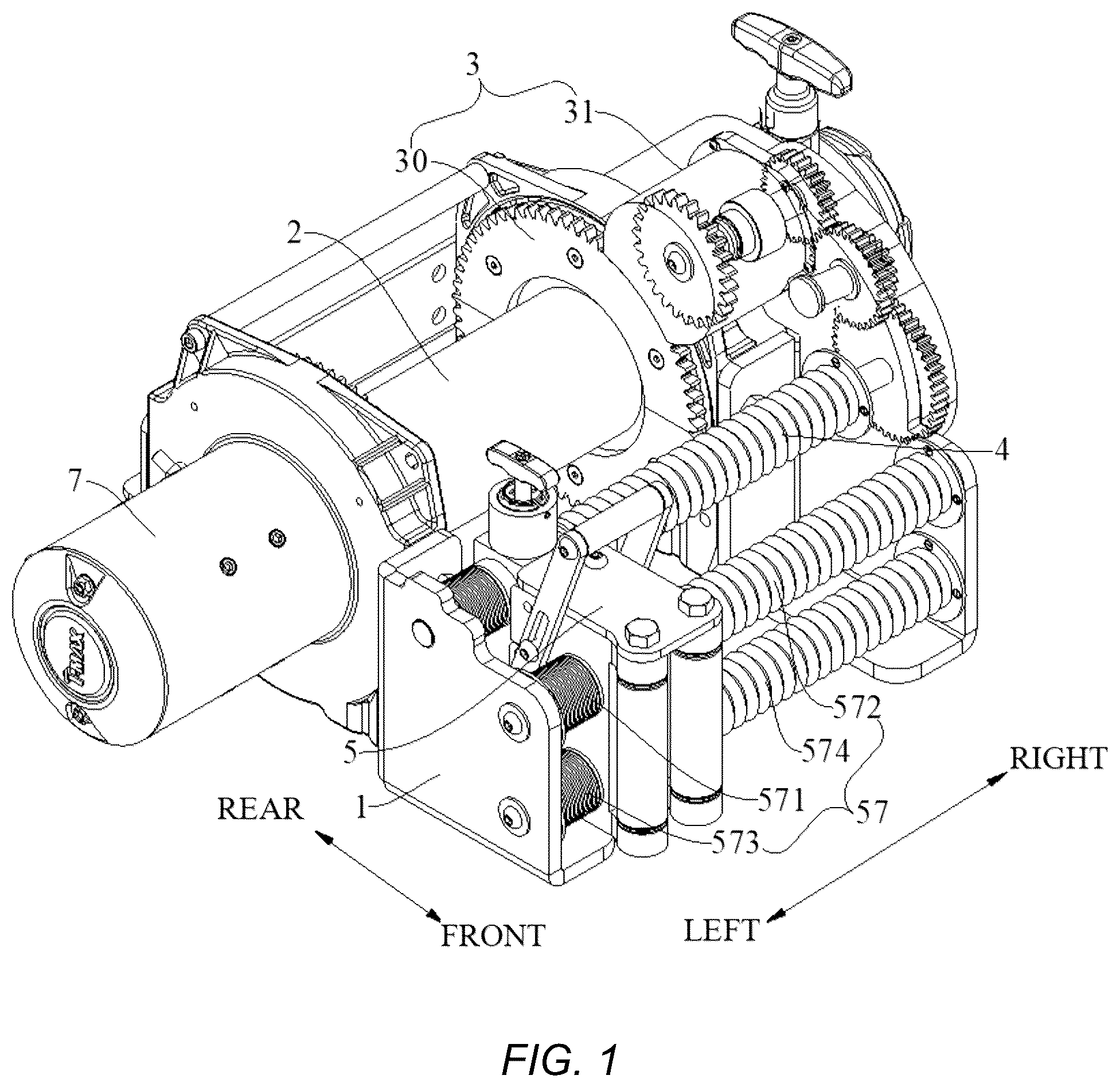 Patent US12103828 Figure 1 – Winch, rope guide and transmission device having clutch function