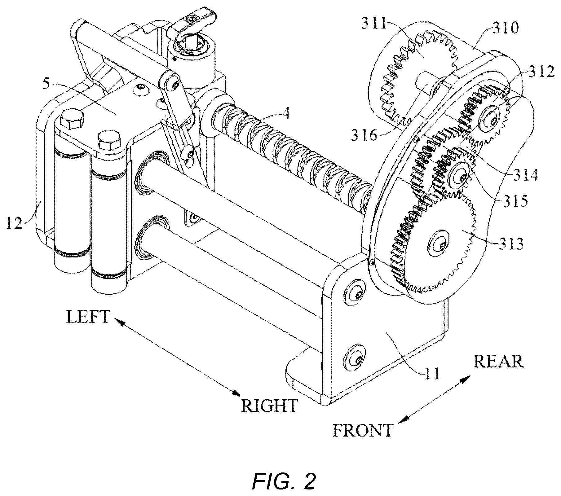 Patent US12103828 Figure 2 – Winch, rope guide and transmission device having clutch function