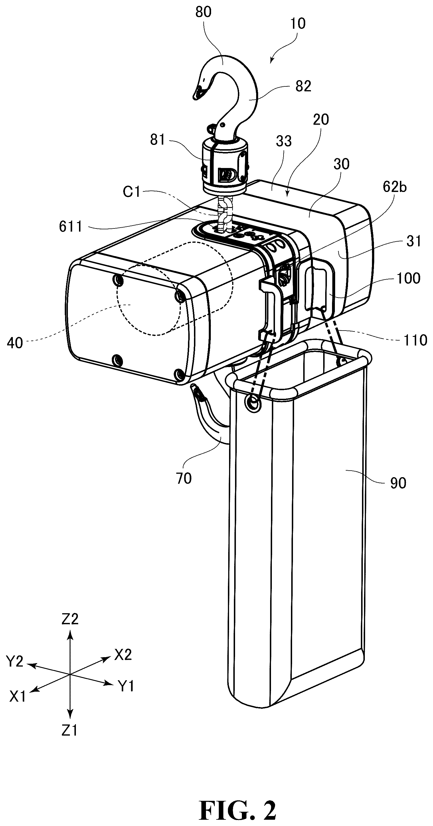 Patent US12103829 Figure 2 – Electric chain block