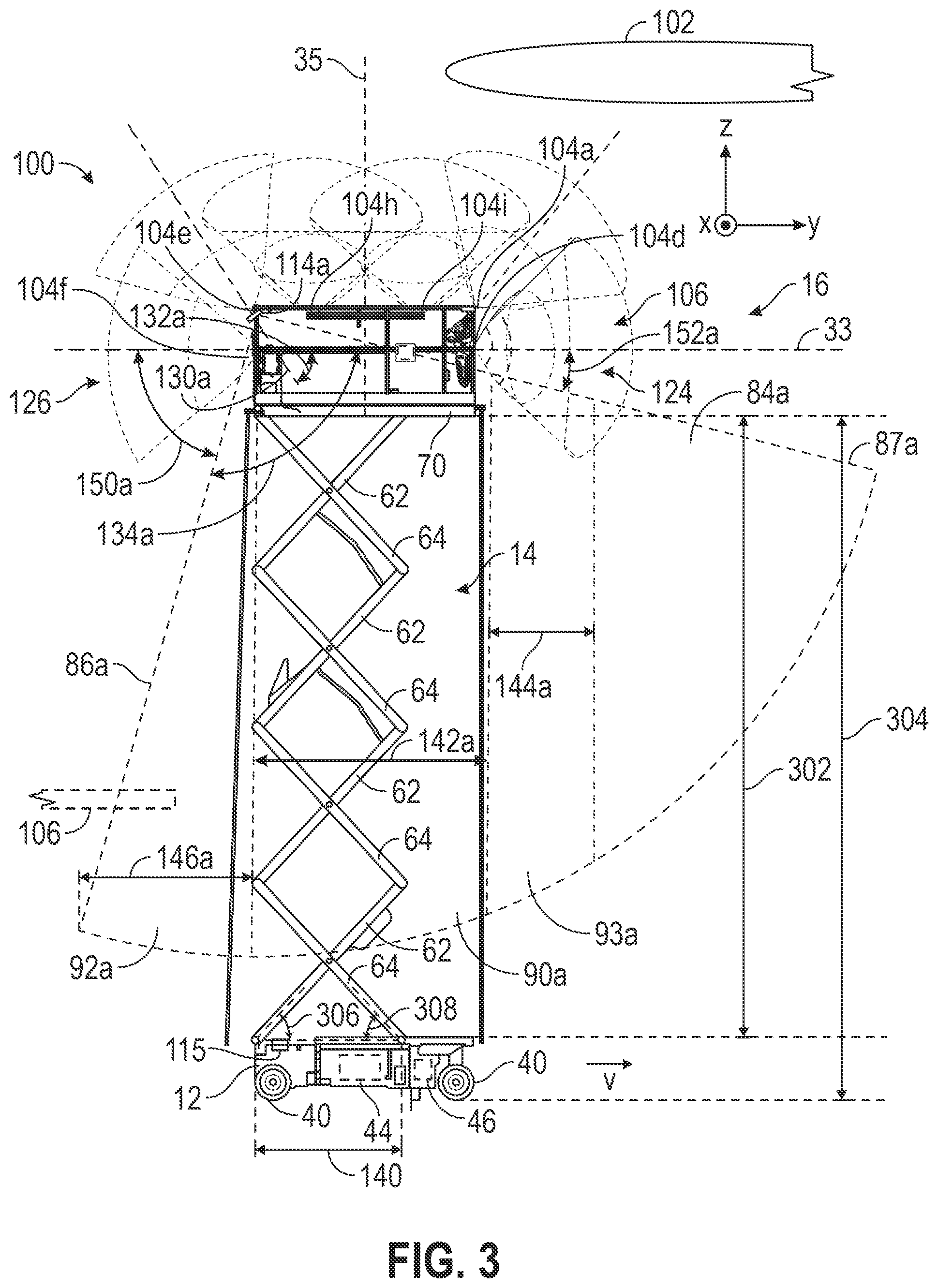 Patent US12103830 Figure 3 – Systems and methods for restricting operation of a lift device