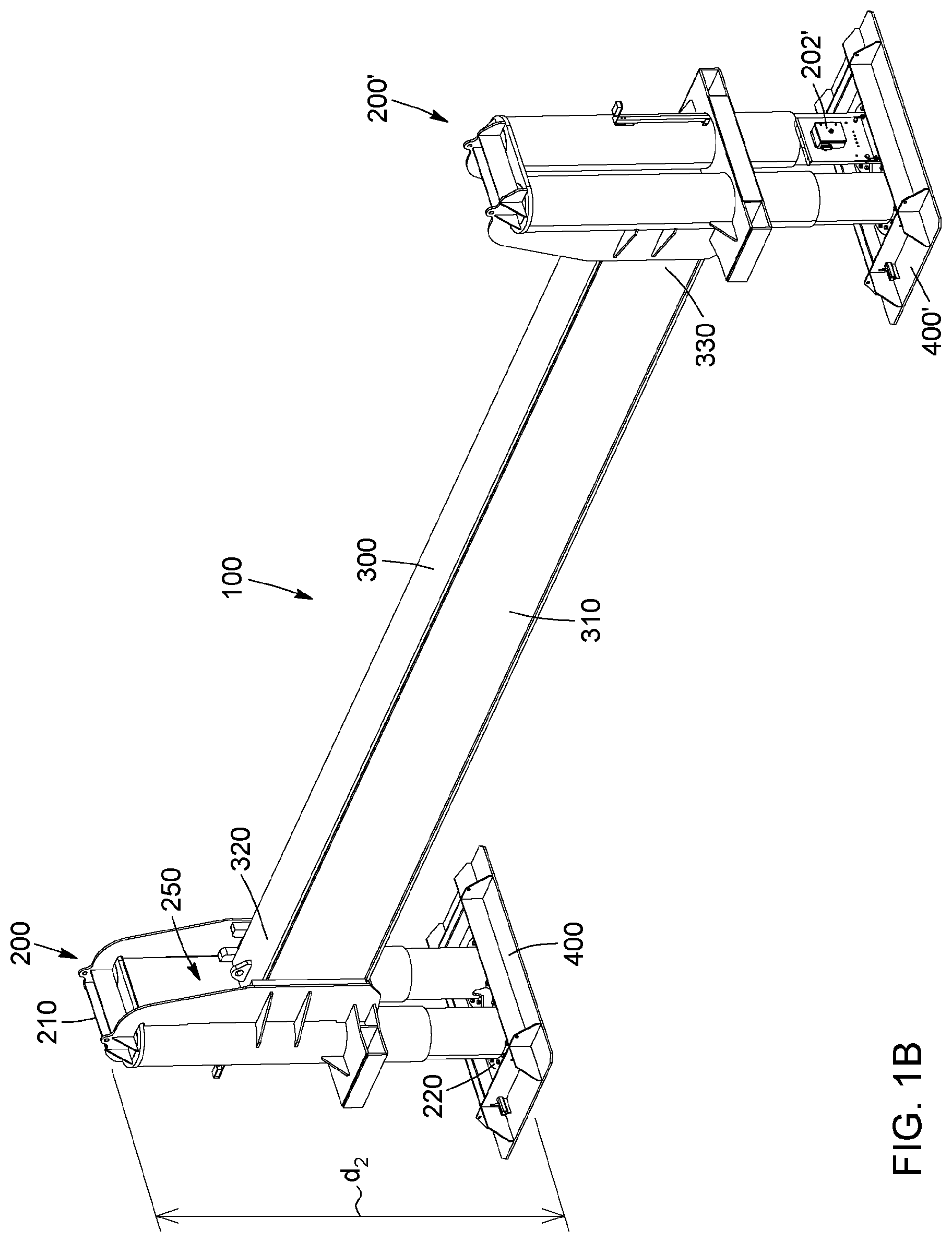 Patent US12103831 Figure 2 – Heavy machinery lifting apparatus, heavy machinery lifting assembly and method for assembling a lift for heavy machinery