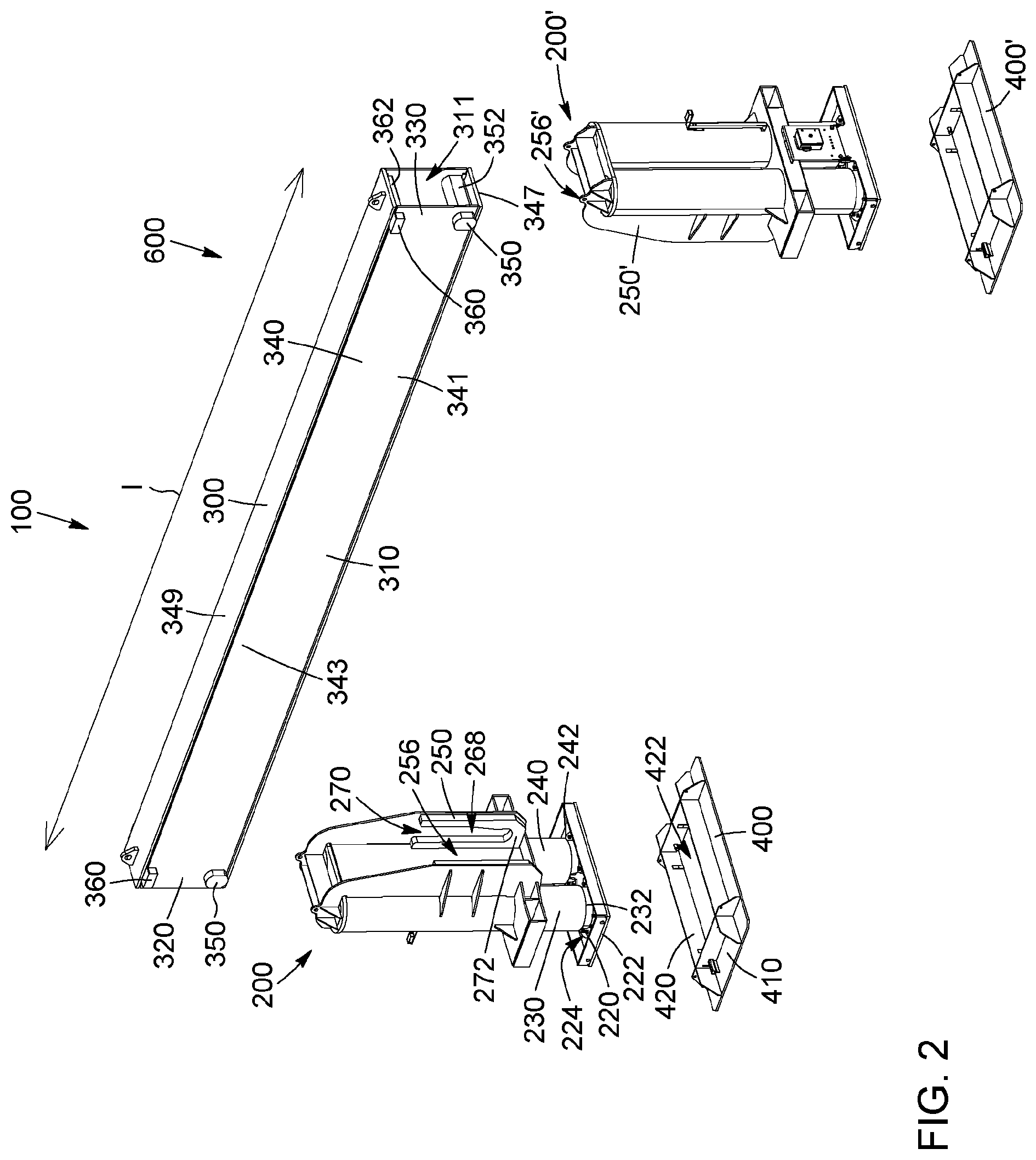 Patent US12103831 Figure 3 – Heavy machinery lifting apparatus, heavy machinery lifting assembly and method for assembling a lift for heavy machinery