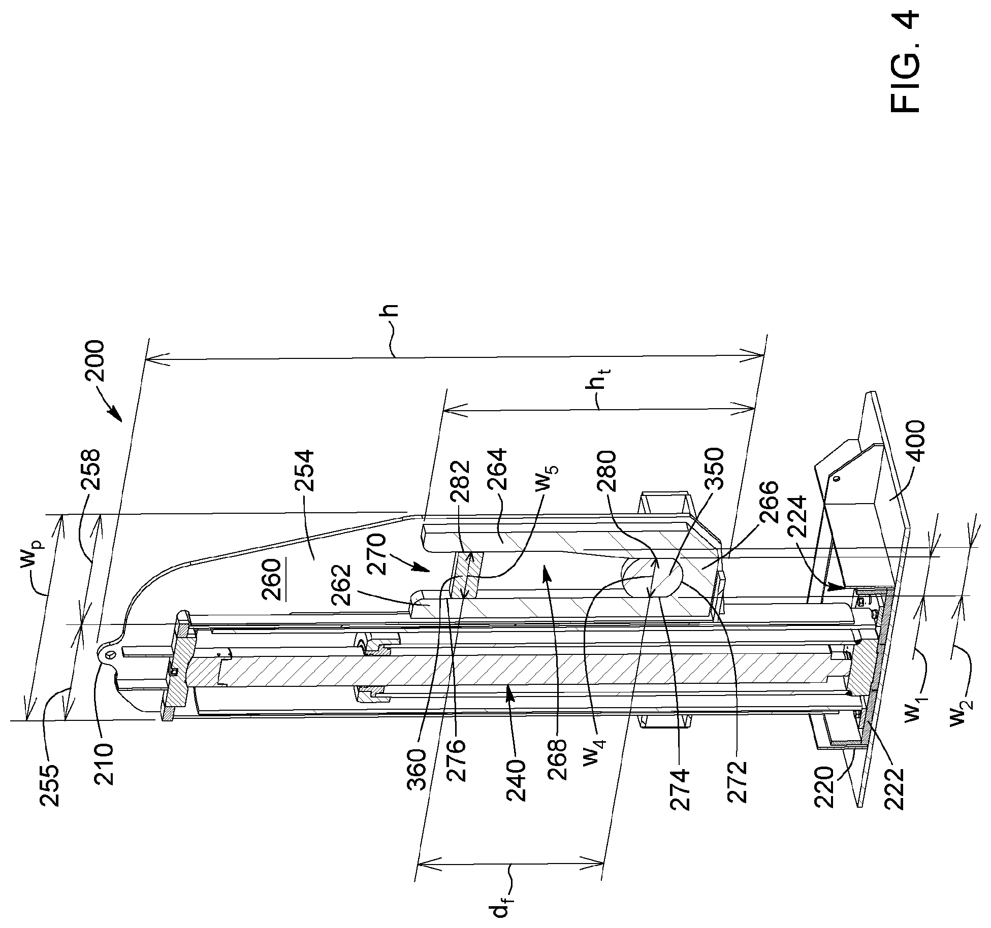Patent US12103831 Figure 5 – Heavy machinery lifting apparatus, heavy machinery lifting assembly and method for assembling a lift for heavy machinery
