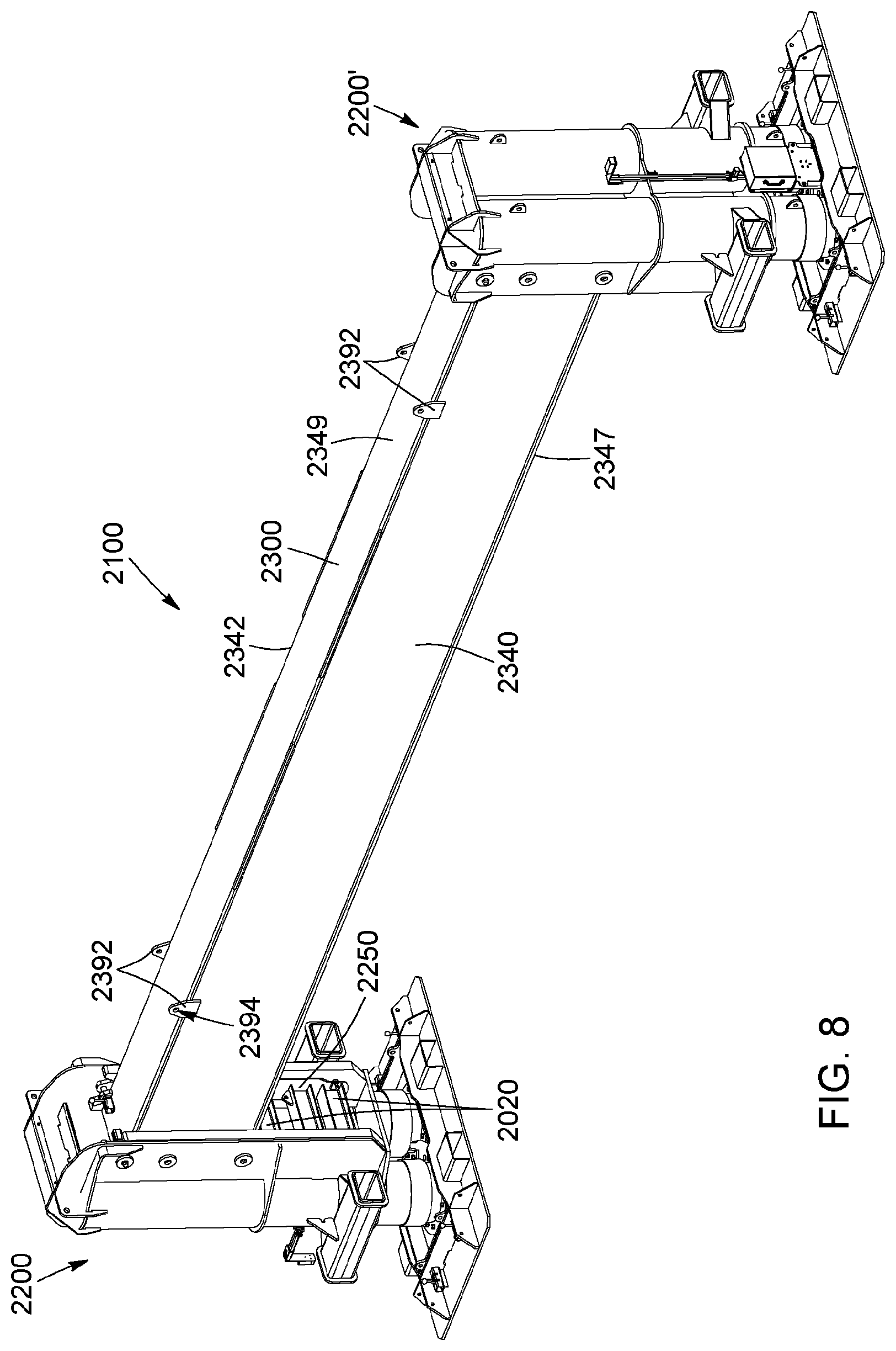 Patent US12103831 Figure 9 – Heavy machinery lifting apparatus, heavy machinery lifting assembly and method for assembling a lift for heavy machinery
