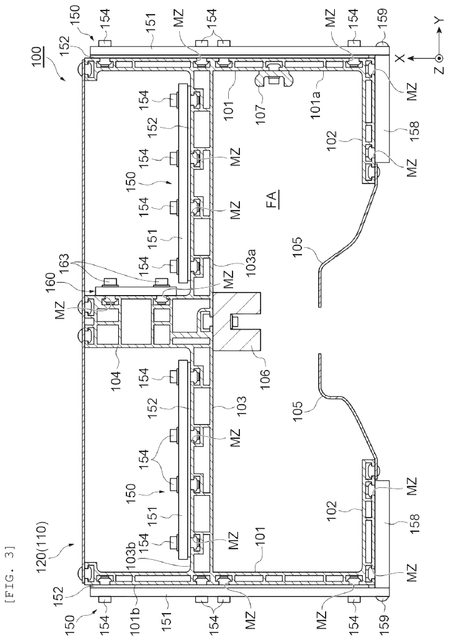 Patent US12103836 Figure 3 – Stacker crane