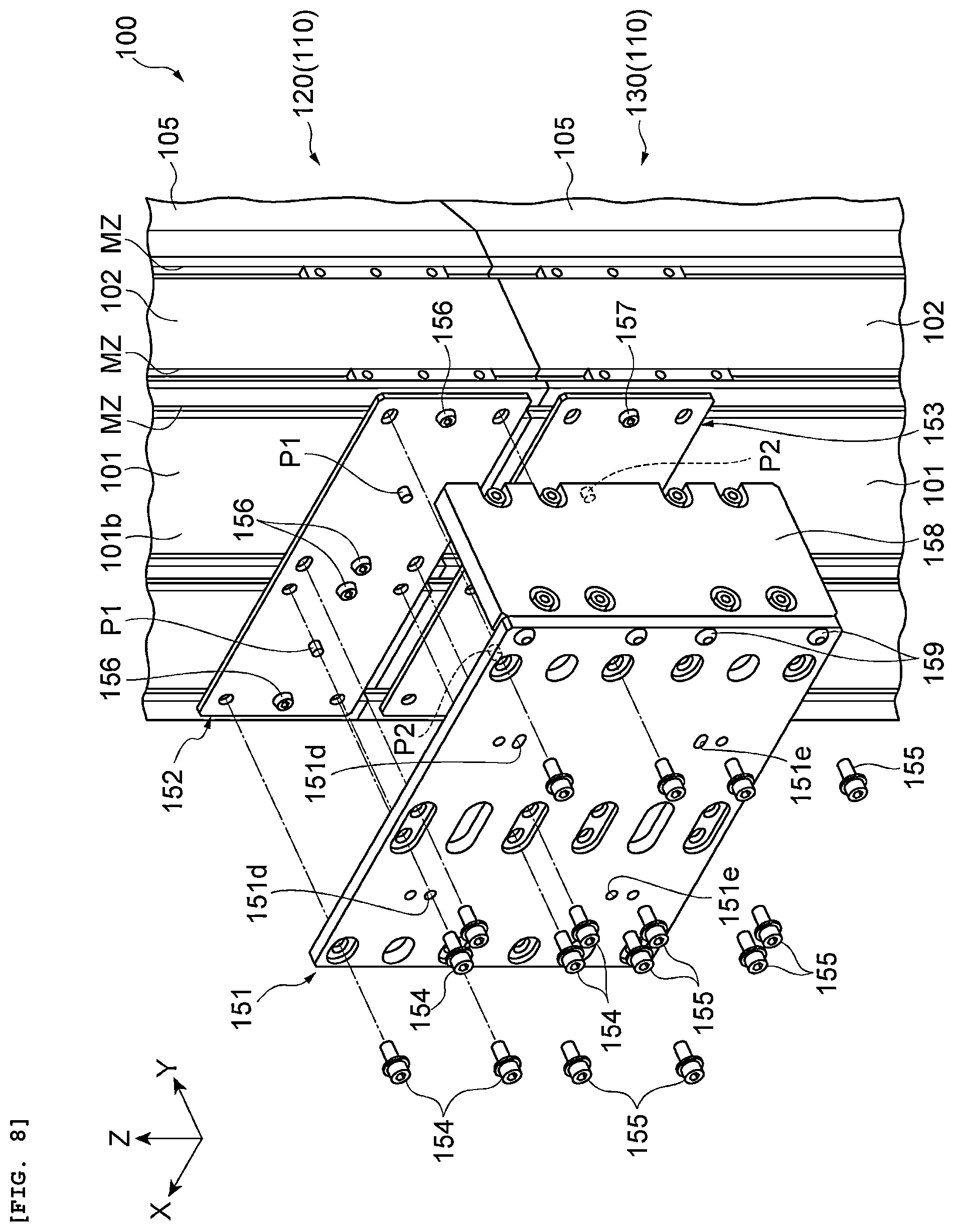 Patent US12103836 Figure 8 – Stacker crane