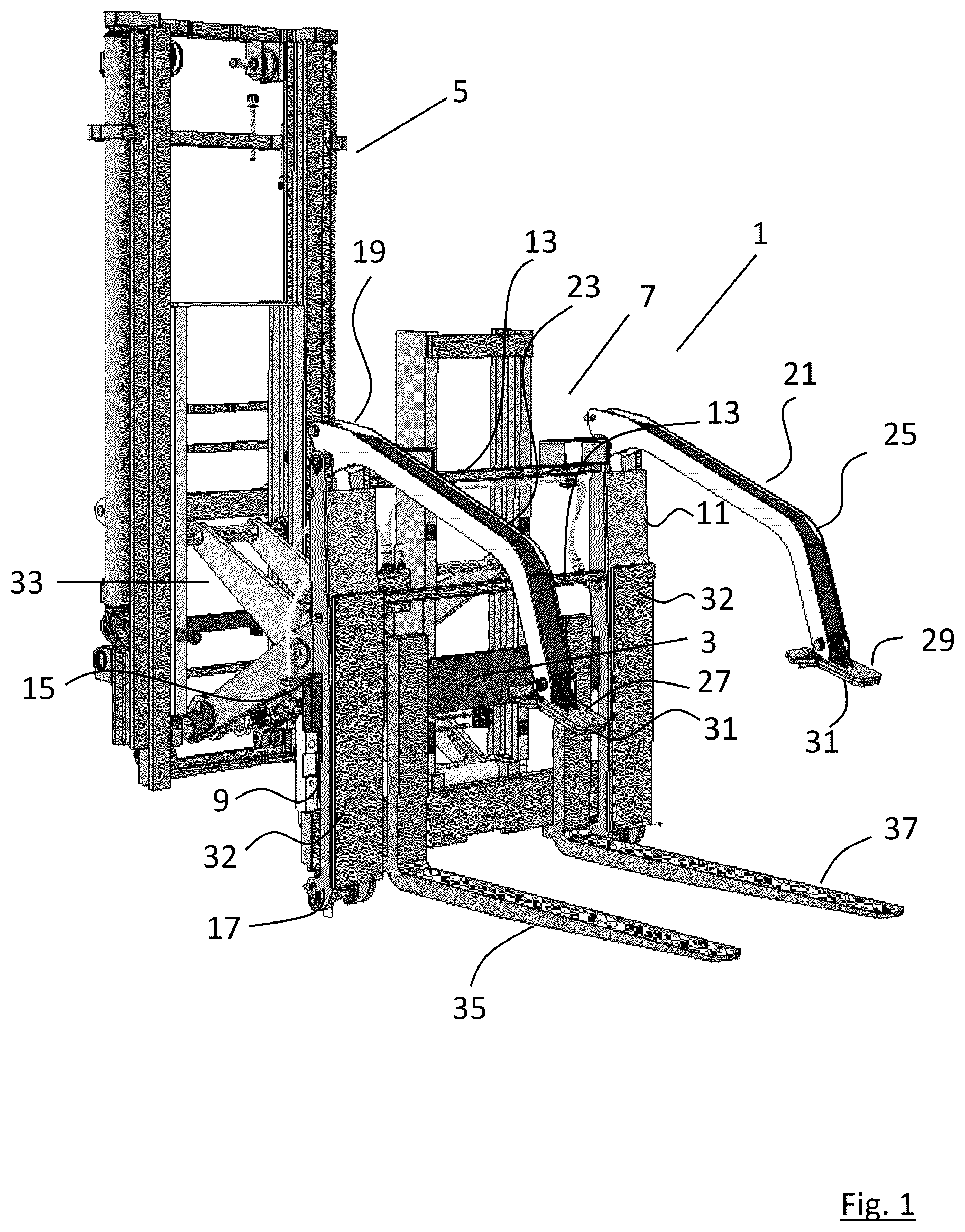 Patent US12103837 Figure 1 – Gas tank attachment for a truck mounted forklift