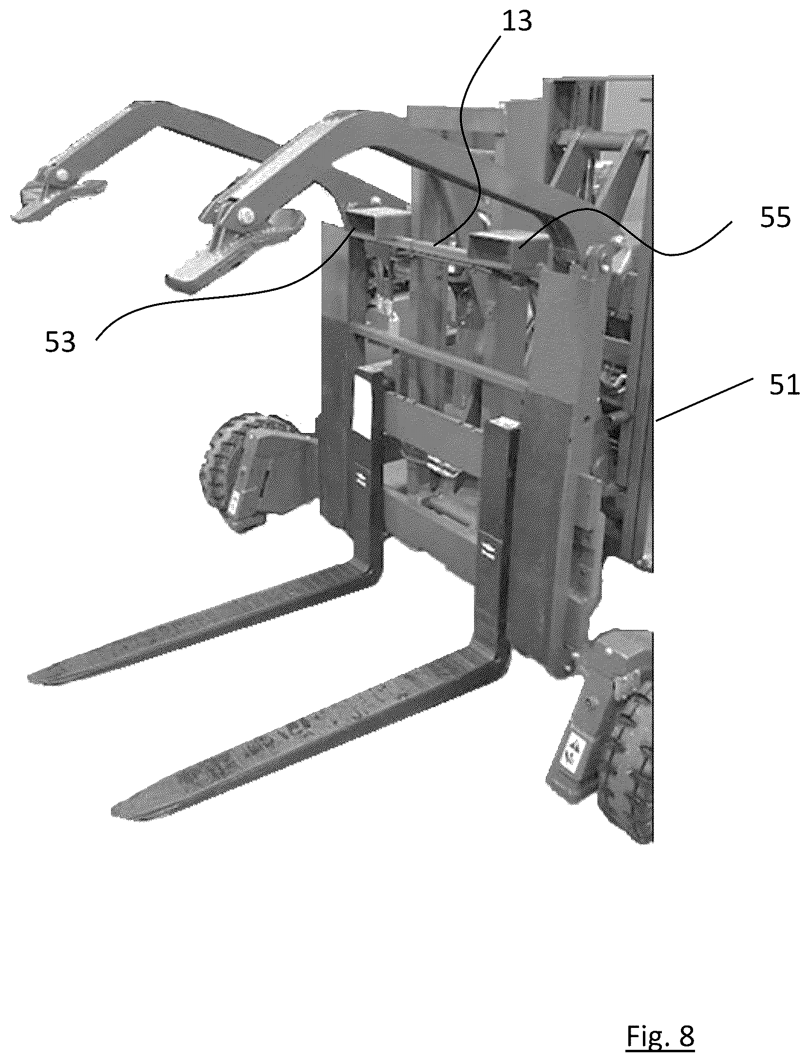 Patent US12103837 Figure 5 – Gas tank attachment for a truck mounted forklift