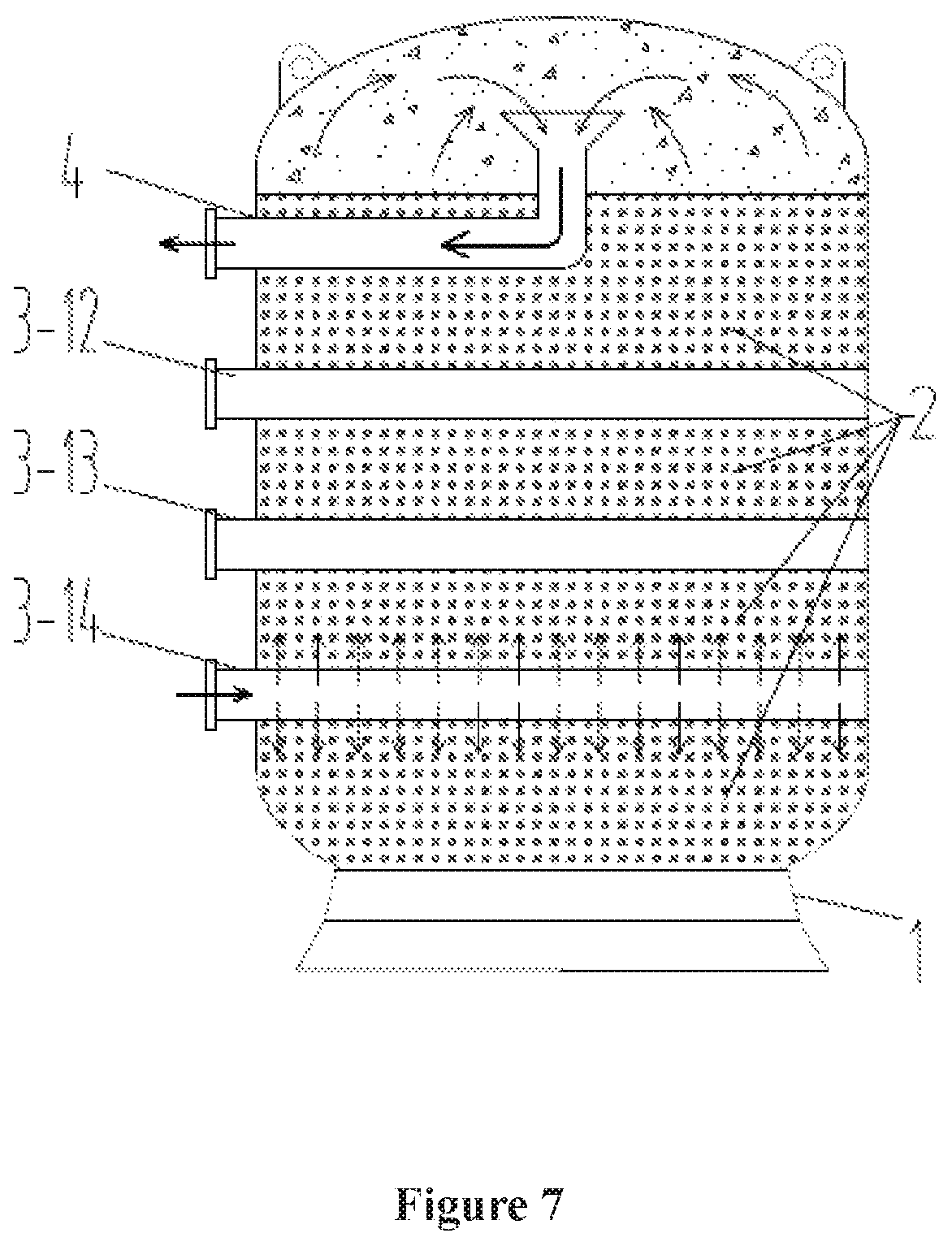 Patent US12103863 Figure 7 – Particulate filtering device with a multi-layer water distribution and collection structure and method for using the same
