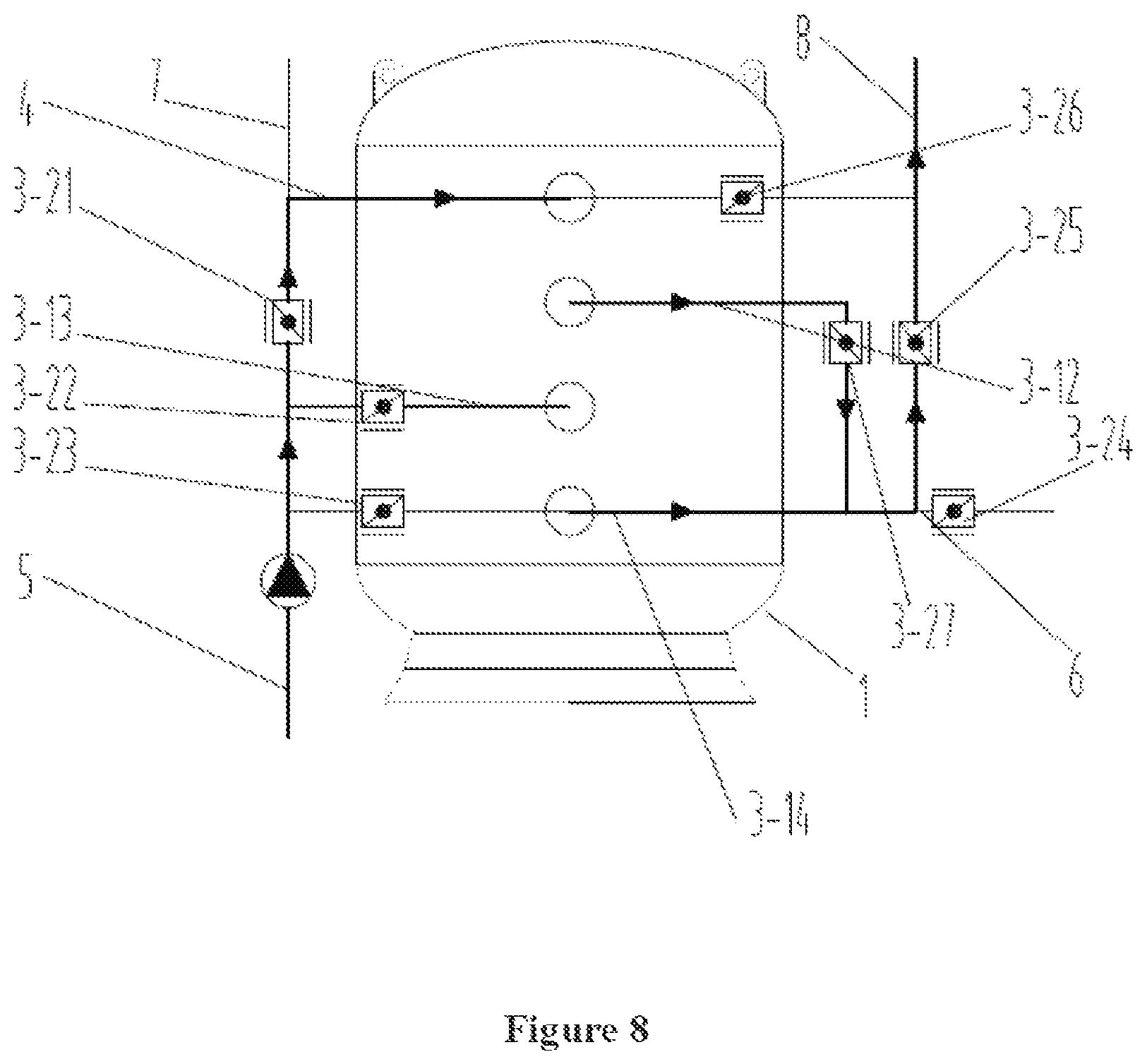 Patent US12103863 Figure 8 – Particulate filtering device with a multi-layer water distribution and collection structure and method for using the same