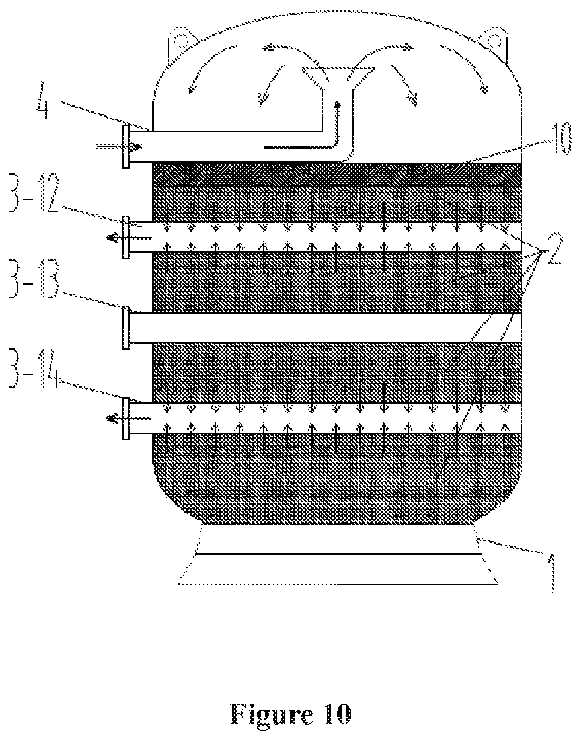 Patent US12103863 Figure 10 – Particulate filtering device with a multi-layer water distribution and collection structure and method for using the same