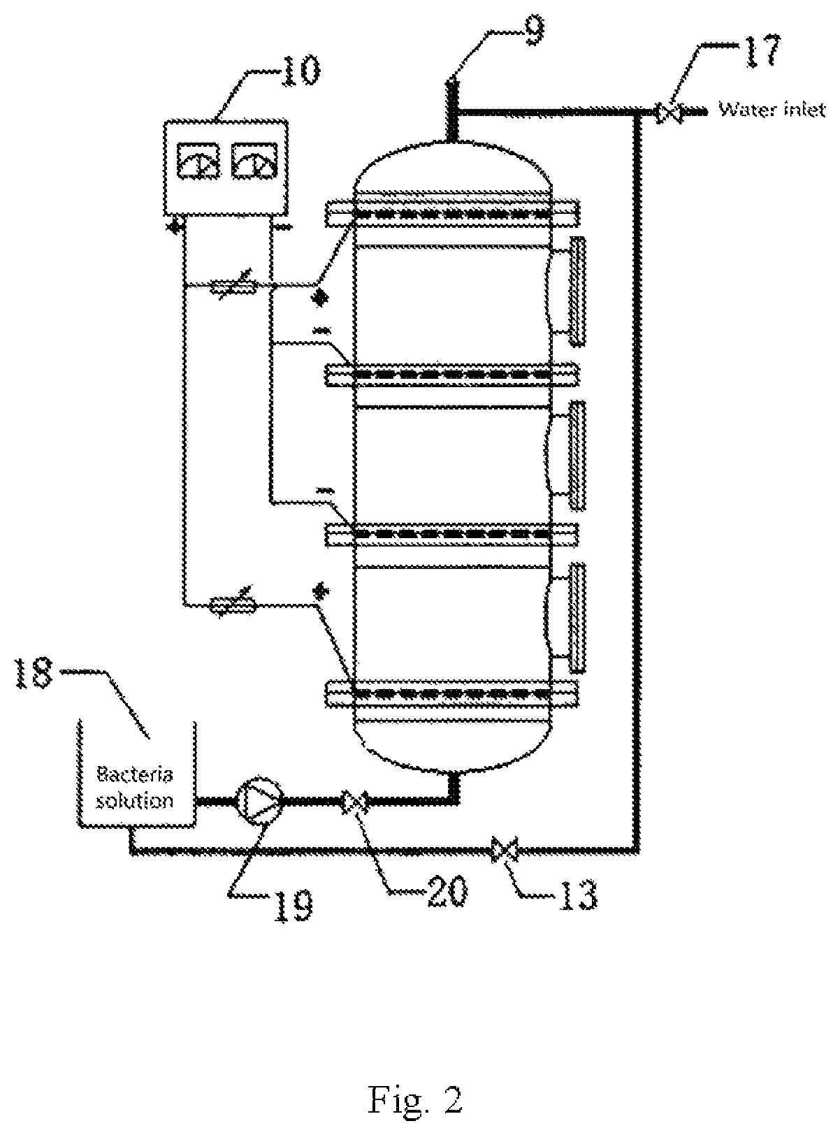 Patent US12103869 Figure 2 – Biofilm electrochemical reactor for simultaneously removing nitrate nitrogen and trace organic matters in water