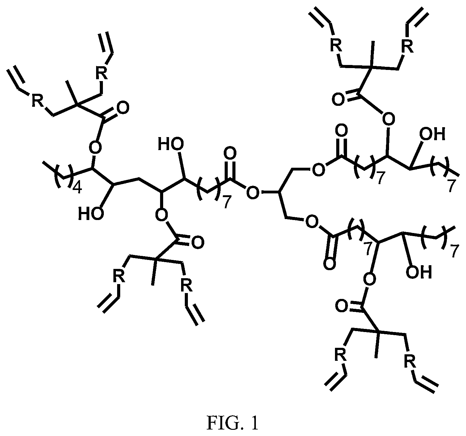 Patent US12104065 Figure 1 – Preparing method for branched vegetable oil-based photosensitive resin and UV curing glass ink