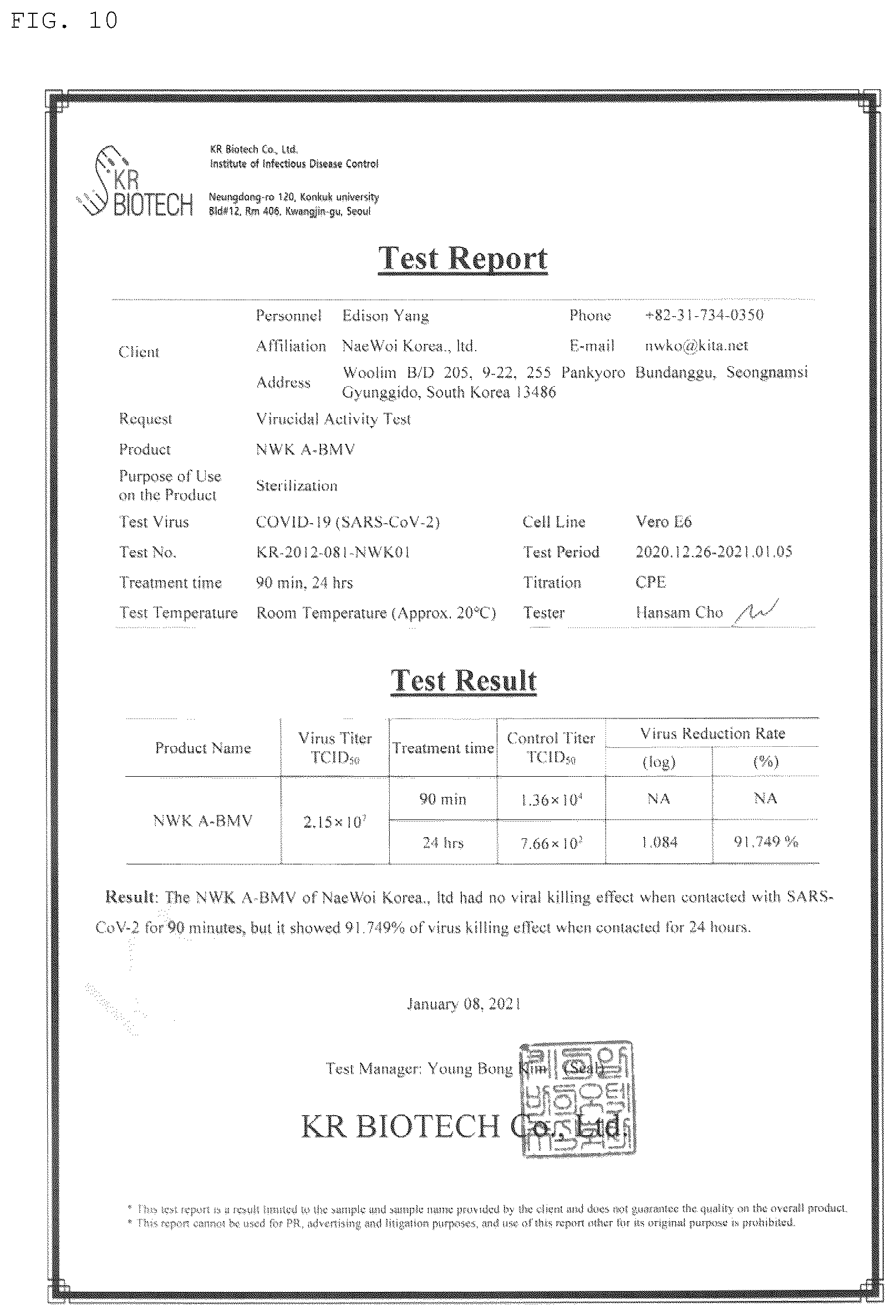 Patent US12104081 Figure 10 – Antimicrobial coating composition and method for producing the same