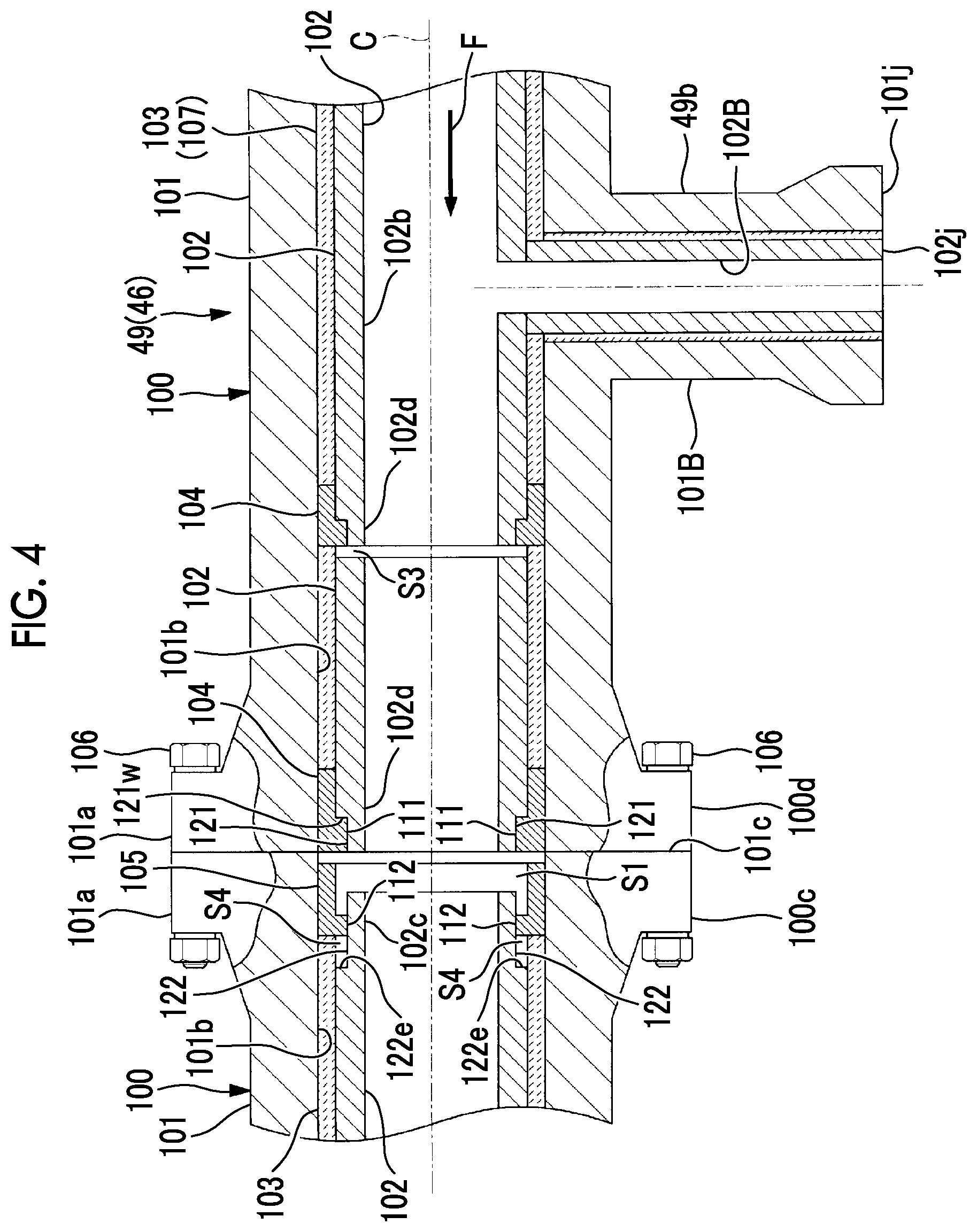 Patent US12104129 Figure 4 – Pipe structure, gasification combined cycle power generation device, and pipe structure assembly method