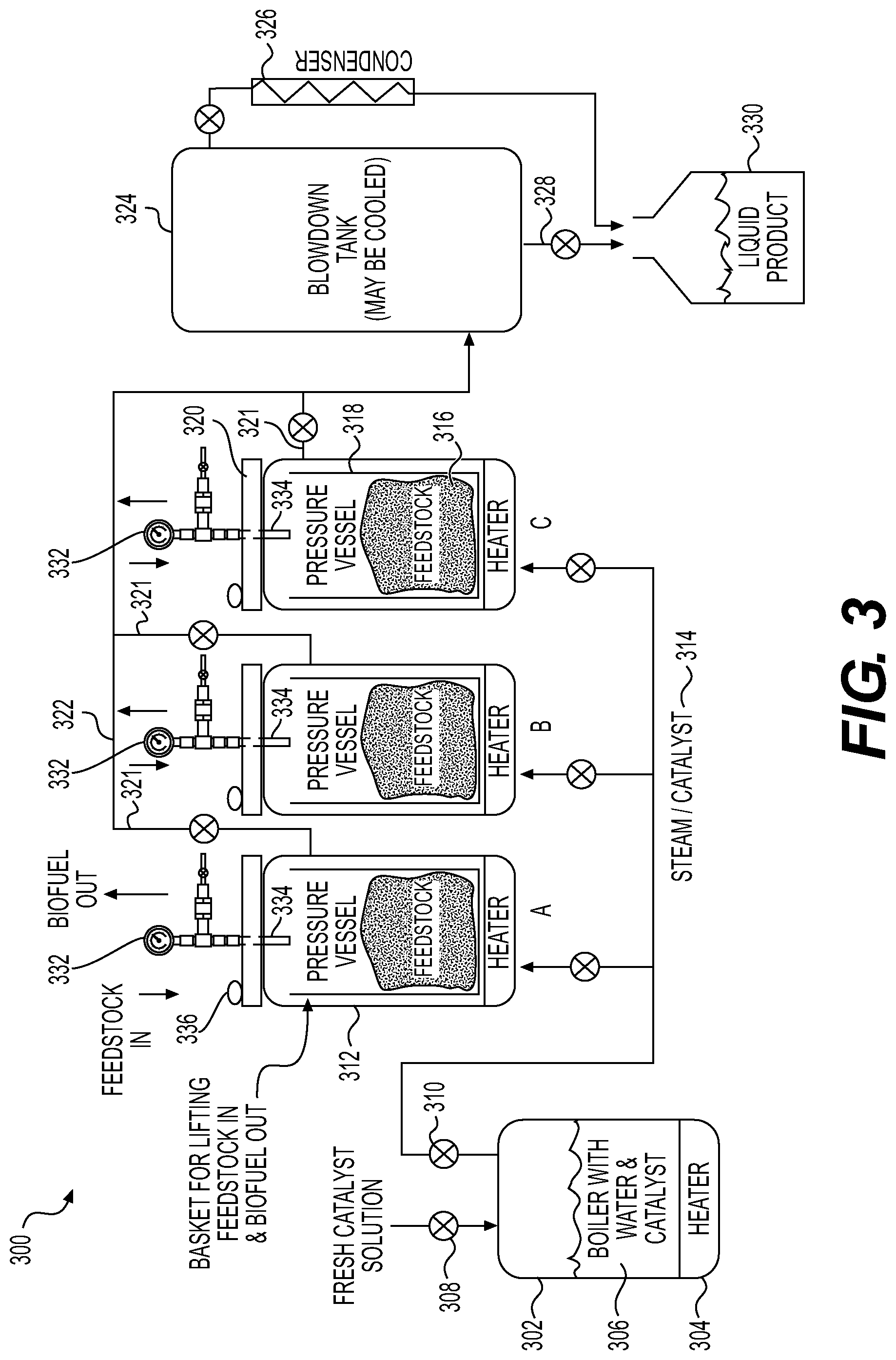 Patent US12104134 Figure 3 – Apparatus and process for catalyzed steam biofuel production