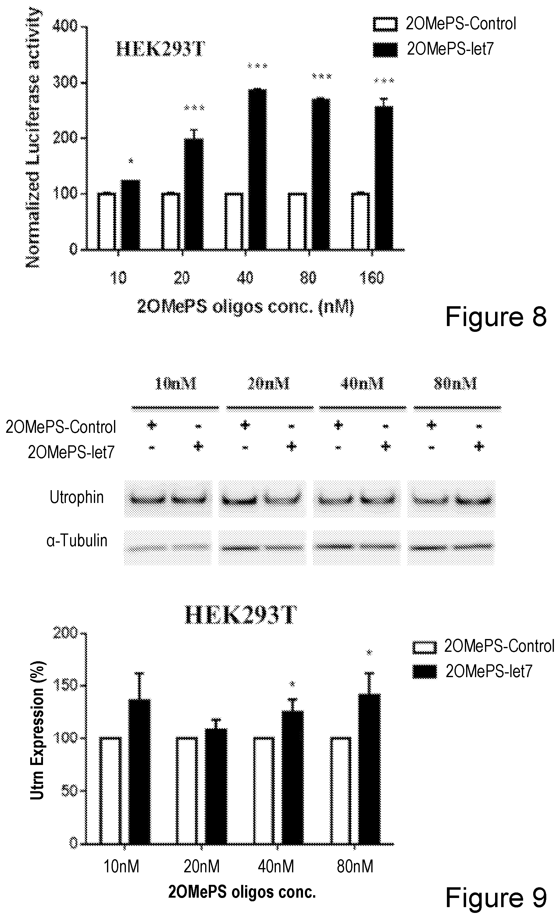 Patent US12104152 Figure 8 – 2′F-ANA-LET7 mediated utrophin upregulation for DMD therapy