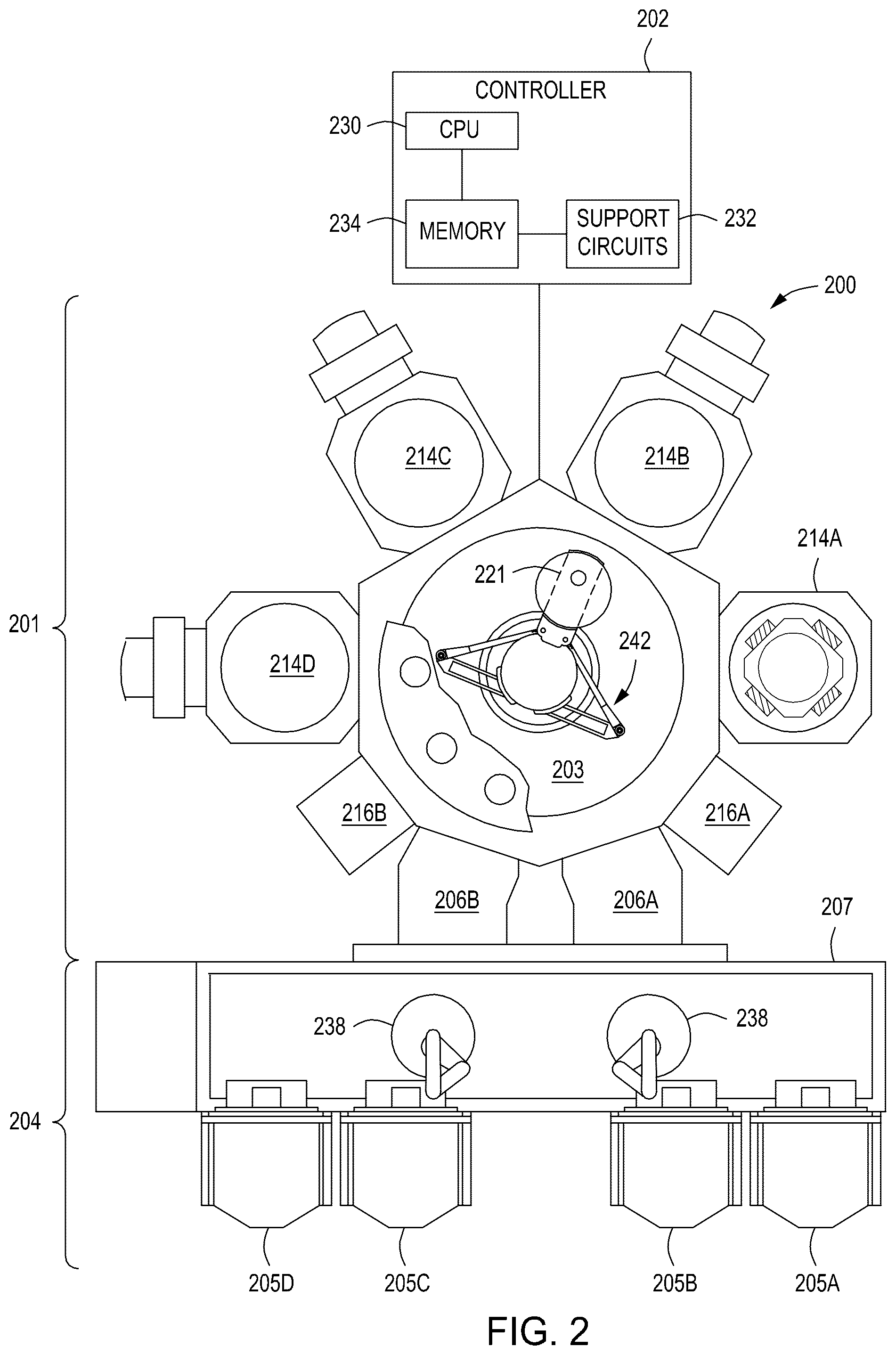 Patent US12104243 Figure 2 – Methods and apparatus for processing a substrate