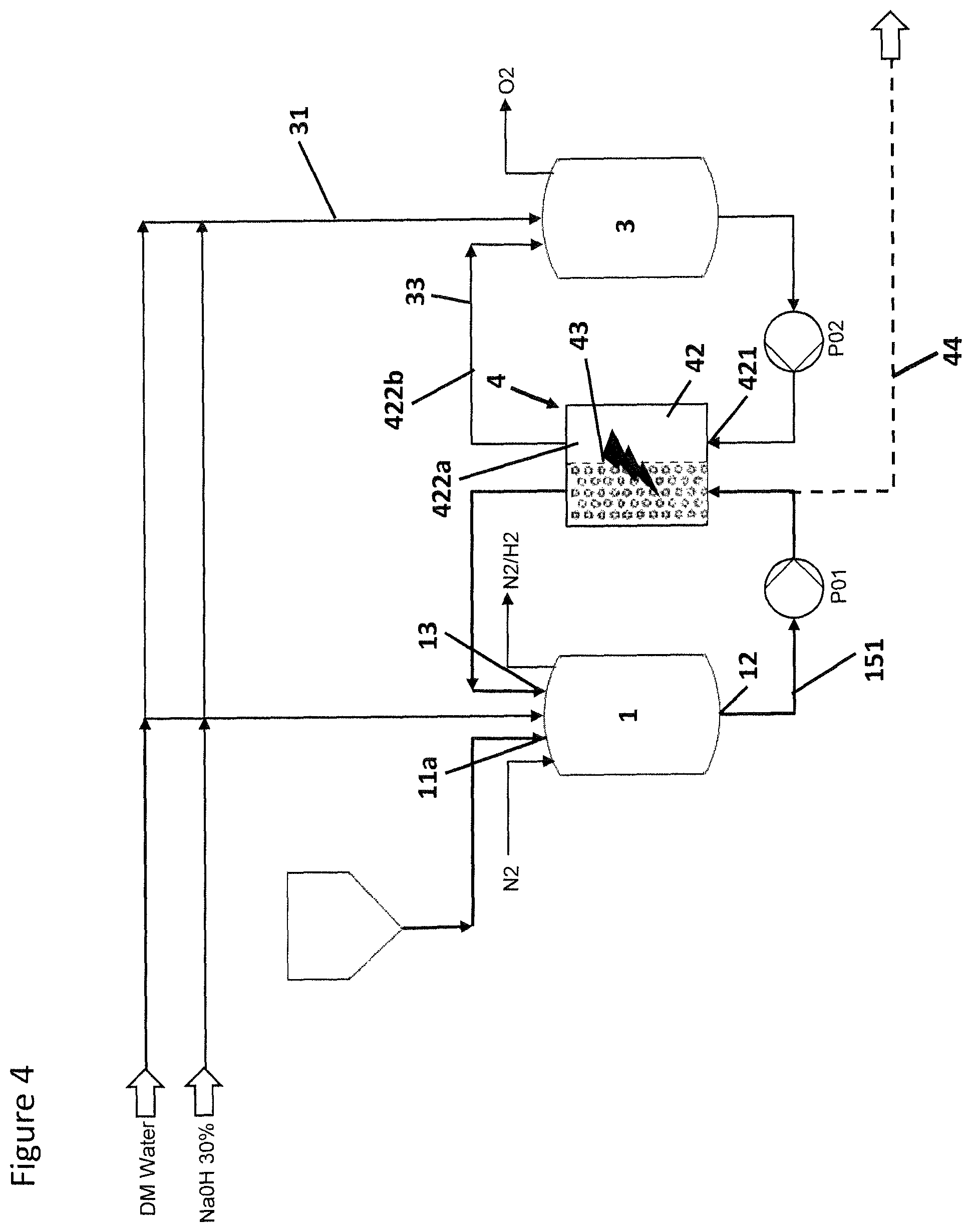 Patent US12104262 Figure 4 – Electrochemical reactor and its cleaning or regeneration