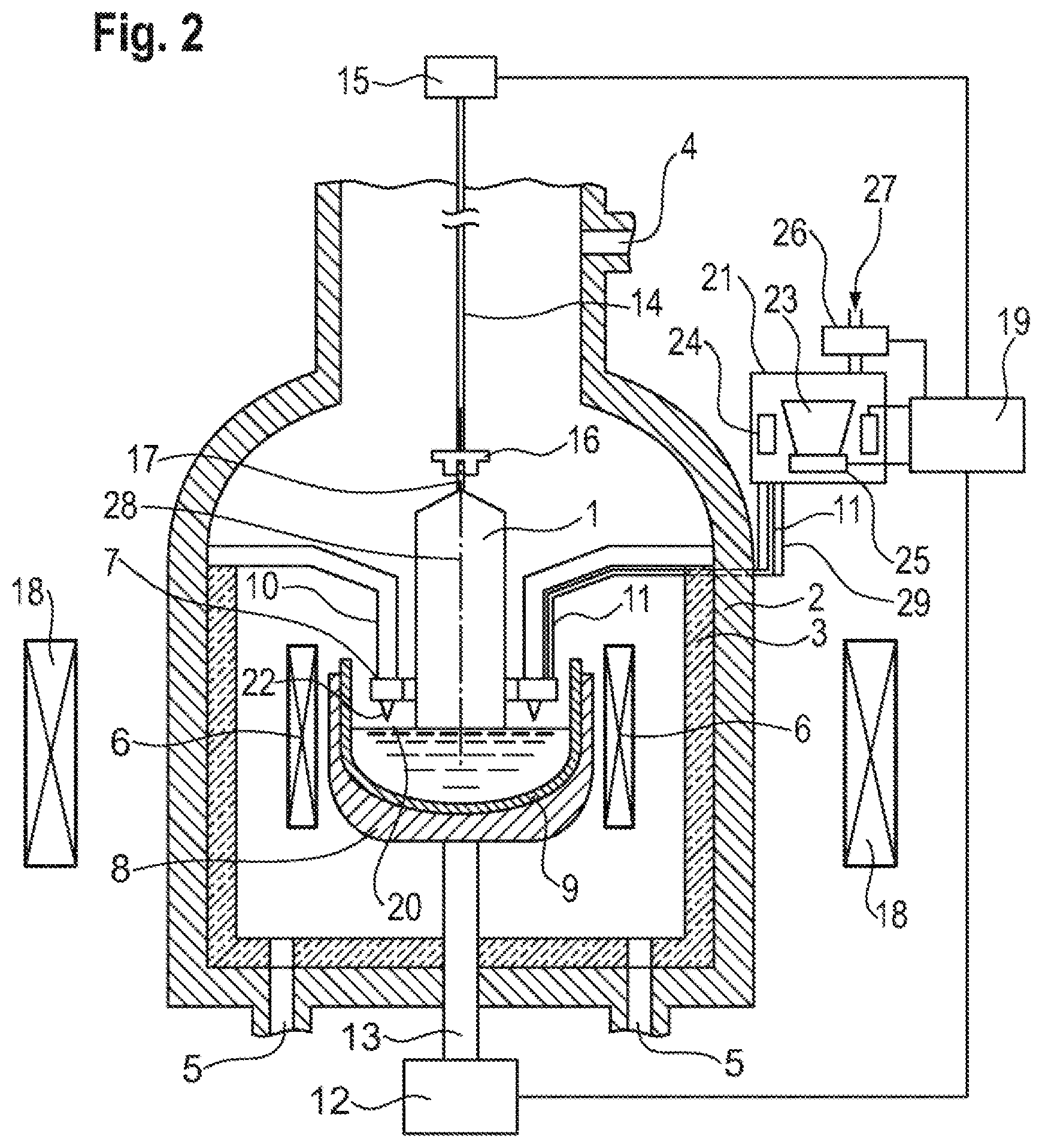 Patent US12104274 Figure 2 – Method and device for producing a single crystal of silicon, which single crystal is doped with n-type dopant