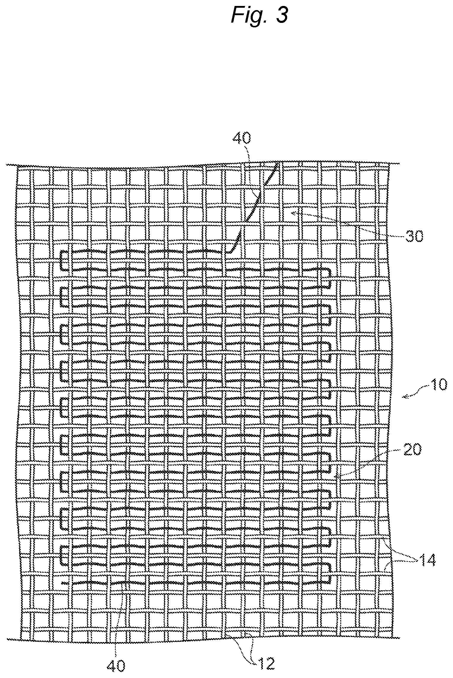 Patent US12104292 Figure 4 – Fabric material with electrode wiring