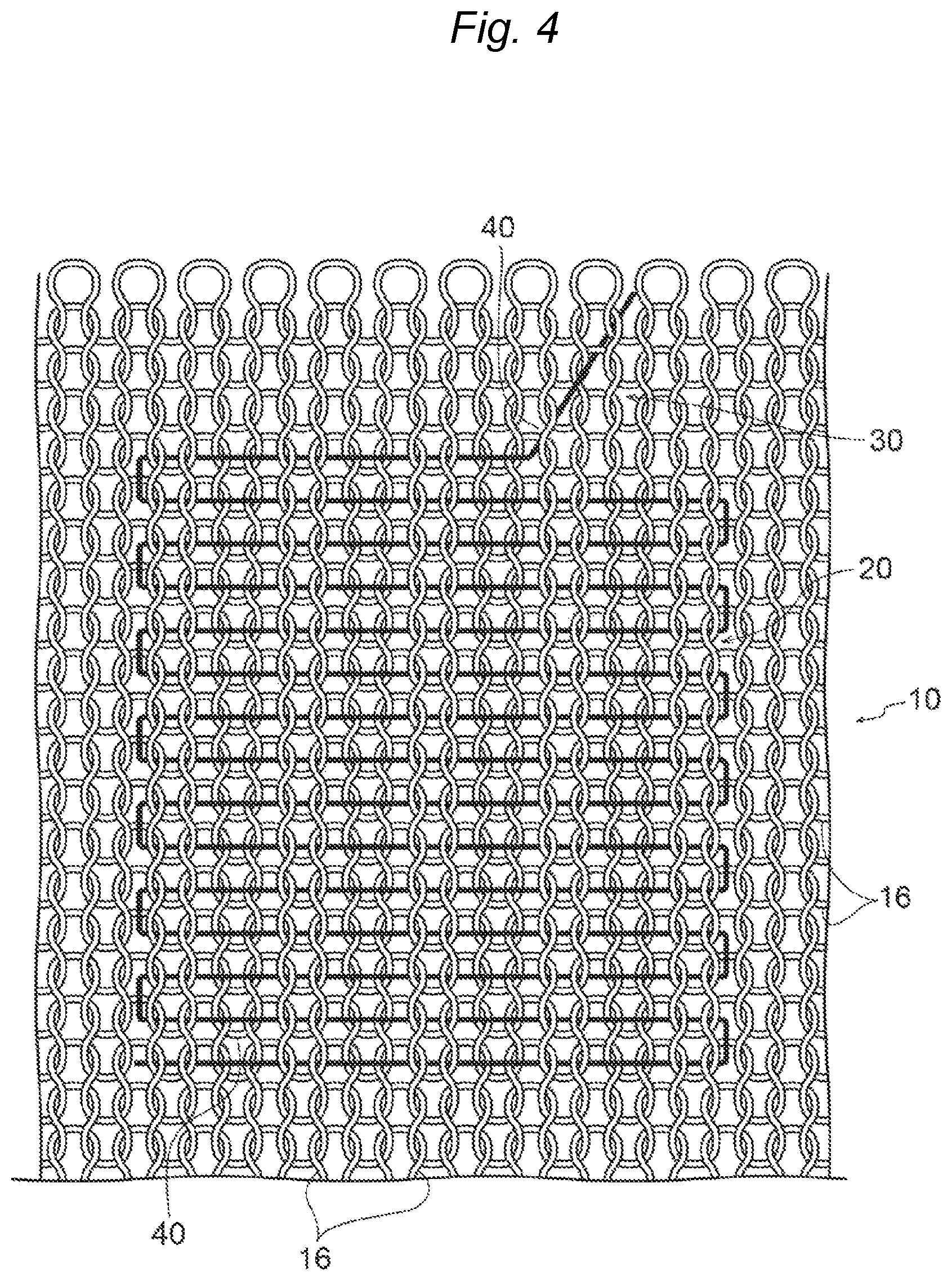 Patent US12104292 Figure 5 – Fabric material with electrode wiring
