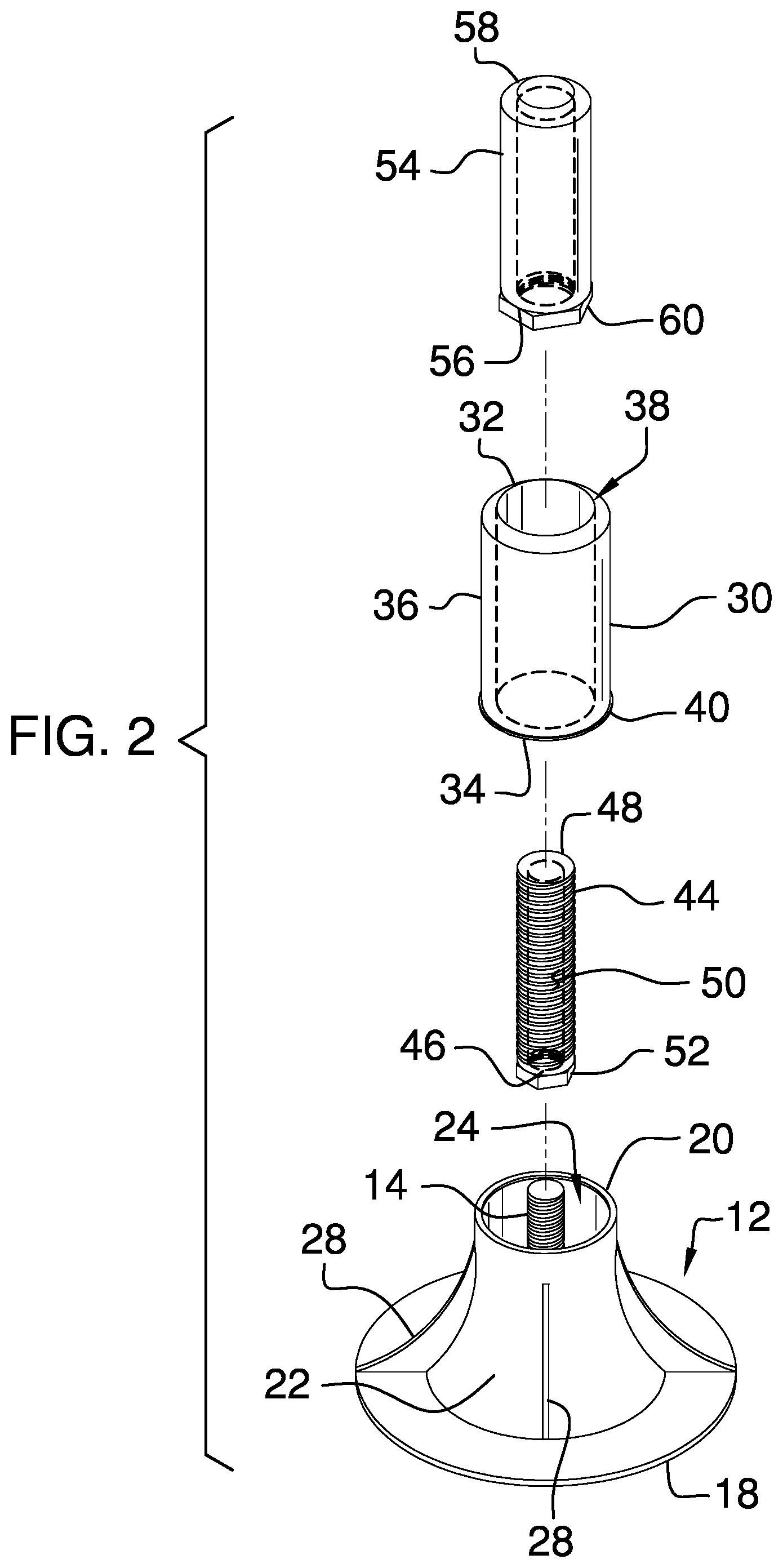 Patent US12104308 Figure 2 – Collapsible agitator assembly