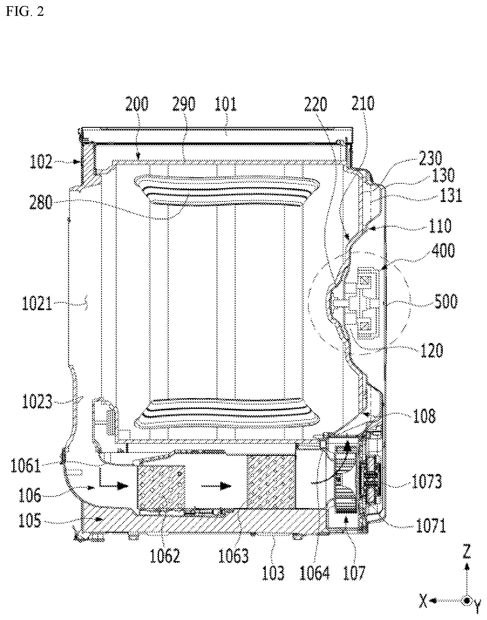 Patent US12104309 Figure 2 – Laundry treating apparatus