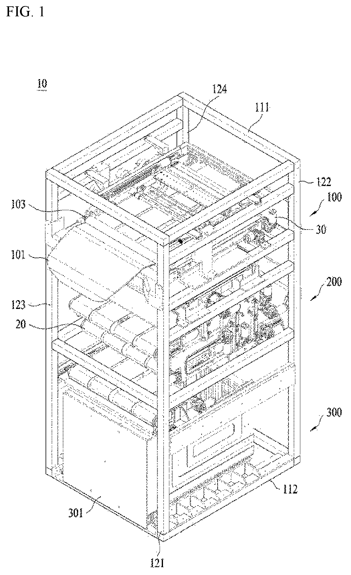 Patent US12104314 Figure 1 – Clothes folding apparatus