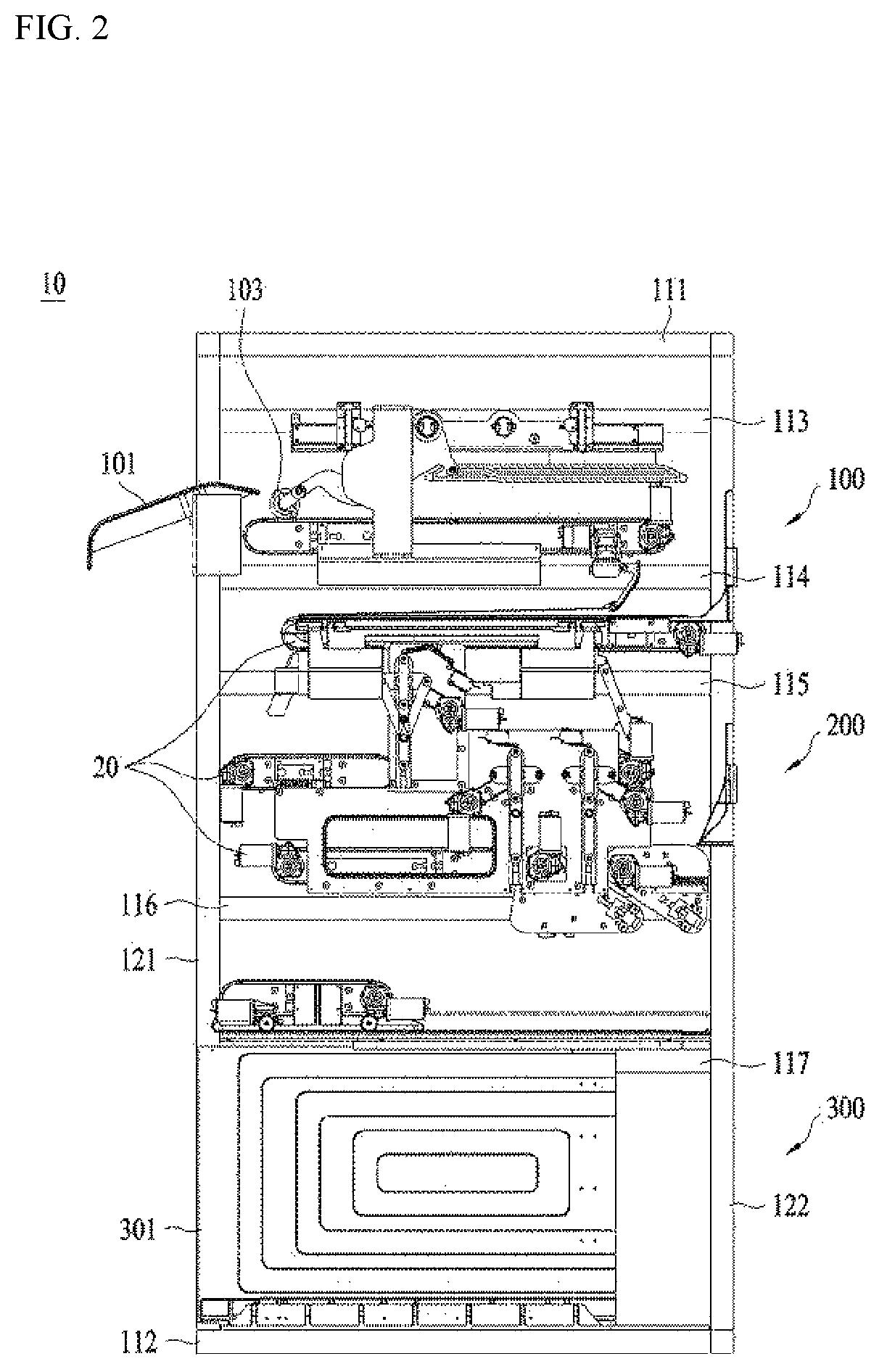 Patent US12104314 Figure 2 – Clothes folding apparatus