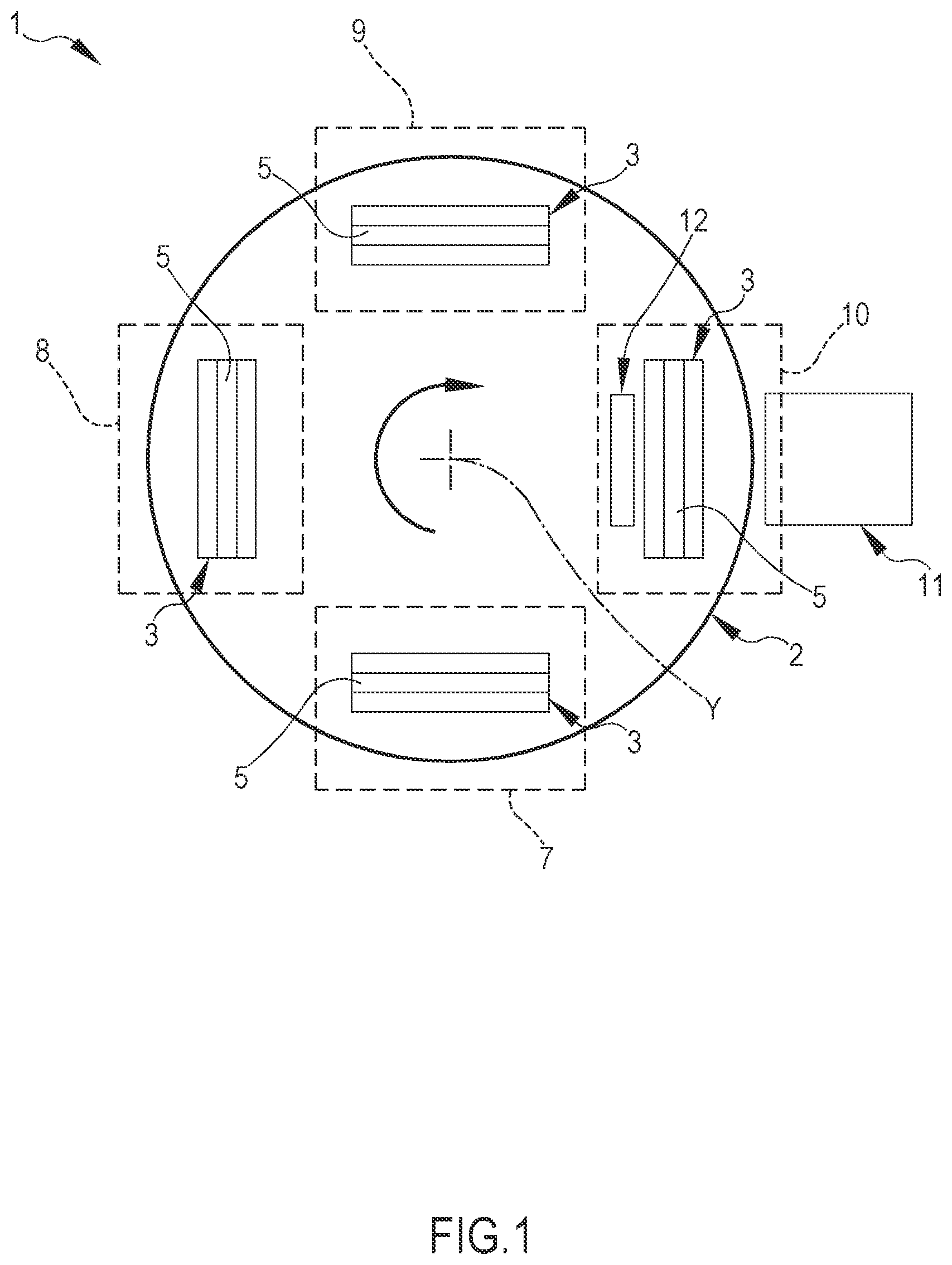 Patent US12104315 Figure 1 – Device for the automatic loading of hangers in an apparatus for ironing shirts or similar items and apparatus comprising such device