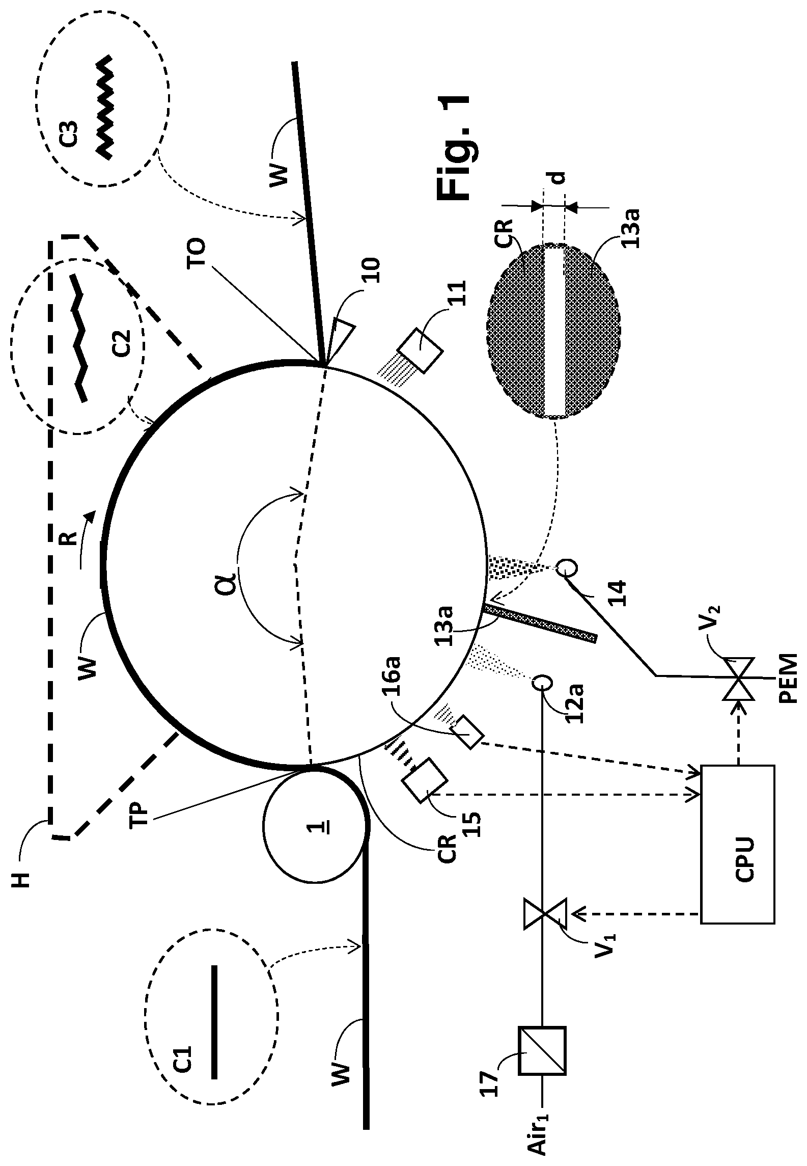 Patent US12104322 — Method and a system for a Yankee cylinder in a tissue machine — Figure 1