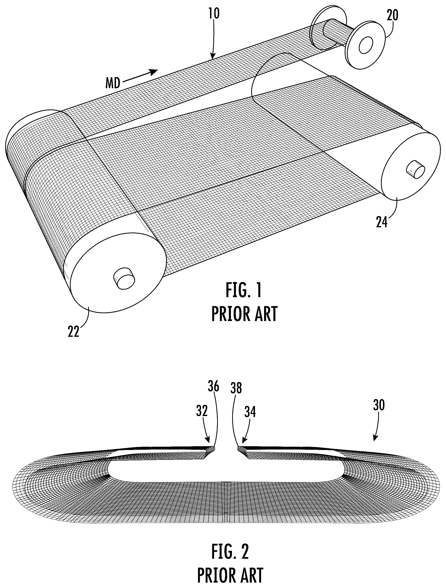 Patent US12104323 Figure 1 – Seamed press felt with partially anchored stuffer yarn packager