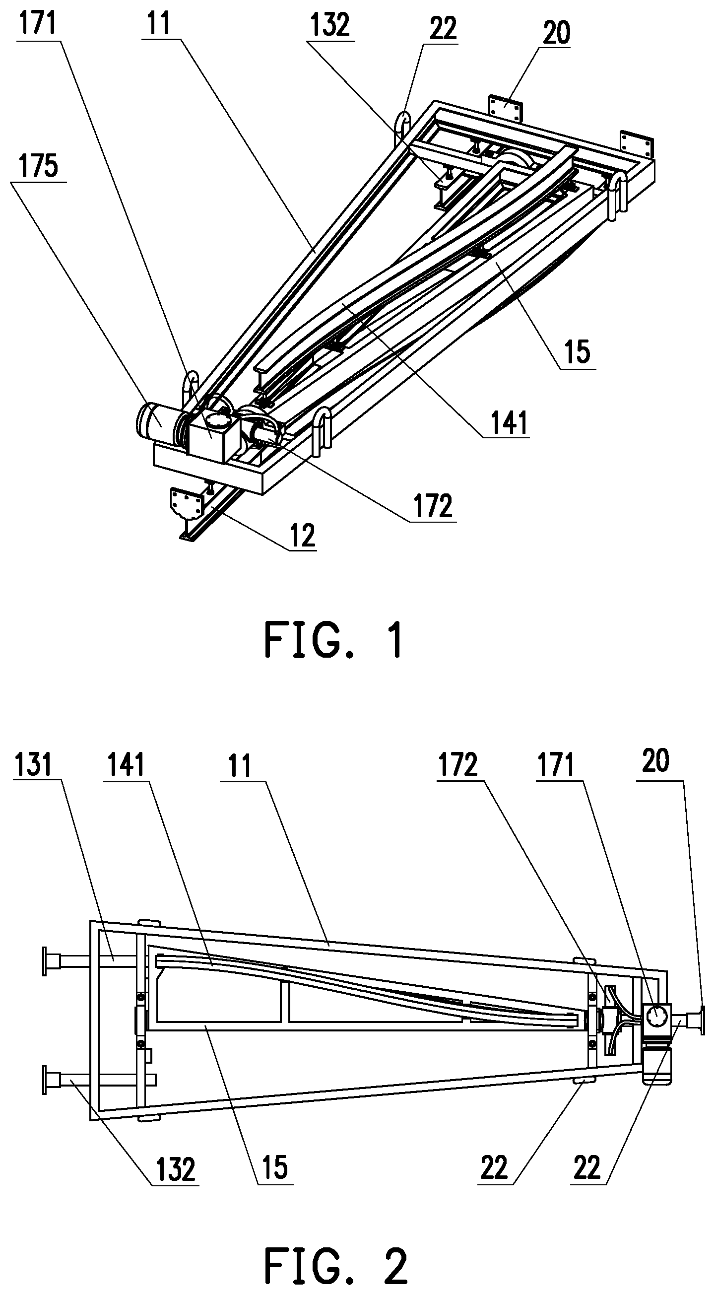 Patent US12104328 Figure 1 – Turnout apparatus for overhead monorail