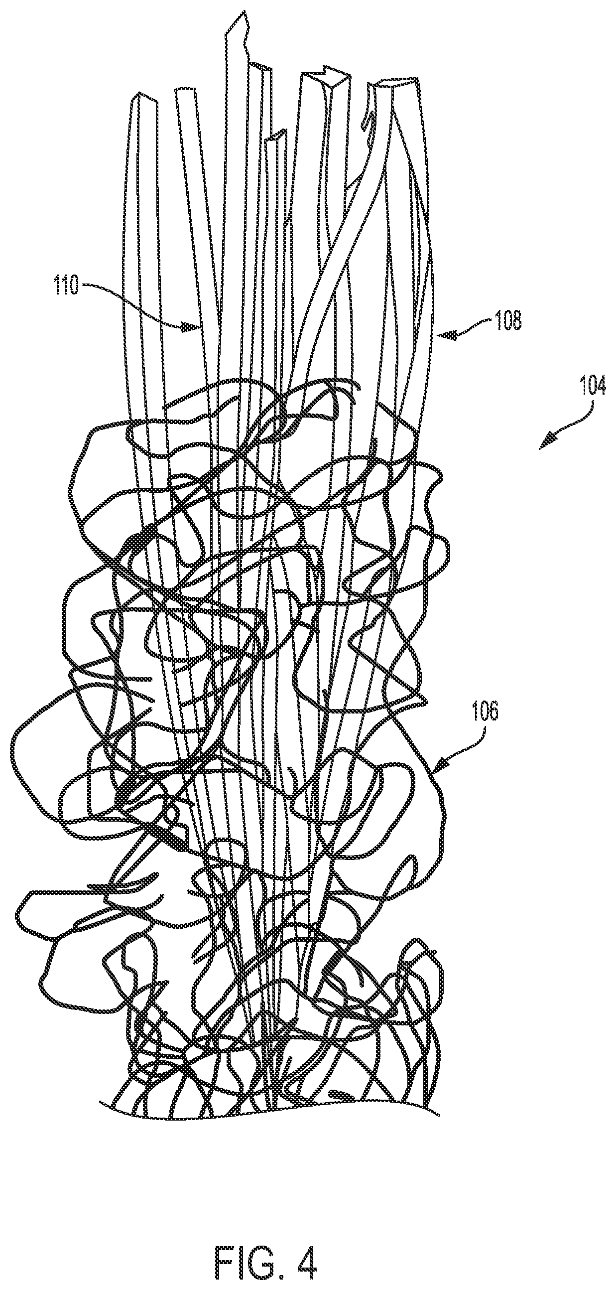 Patent US12104332 Figure 4 – Artificial turf and associated devices and methods for making same