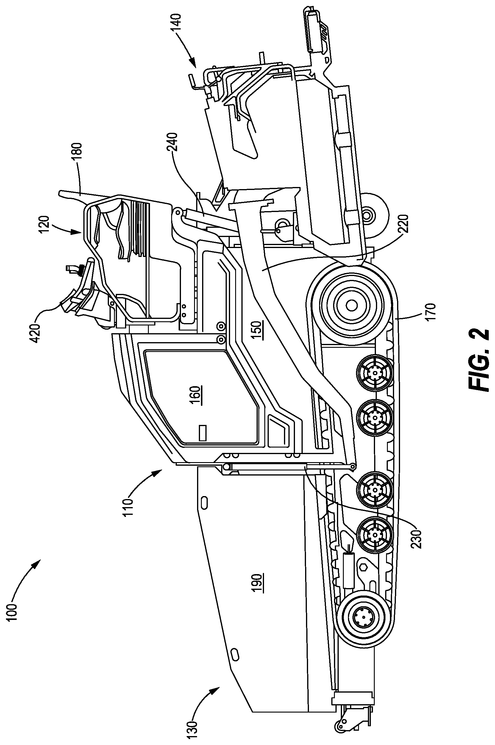 Patent US12104335 Figure 2 – System and method for automatic lowering of a paving machine screed assembly
