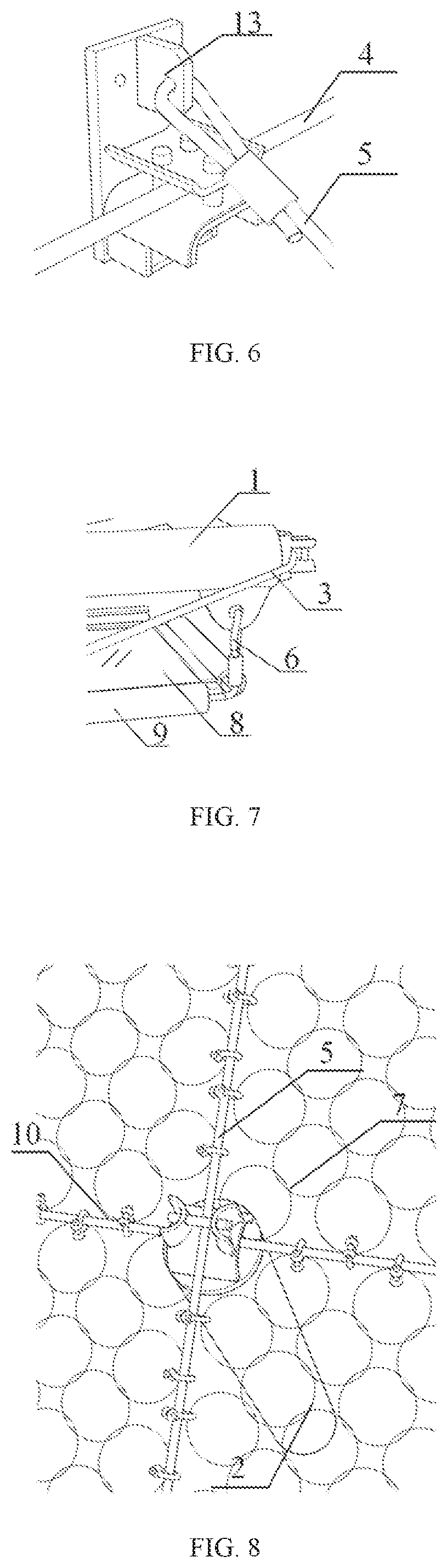 Patent US12104338 Figure 3 – Combined type flexible glass net system used for protection against full-particle falling rocks on plank roads in scenic sports and mounting method thereof