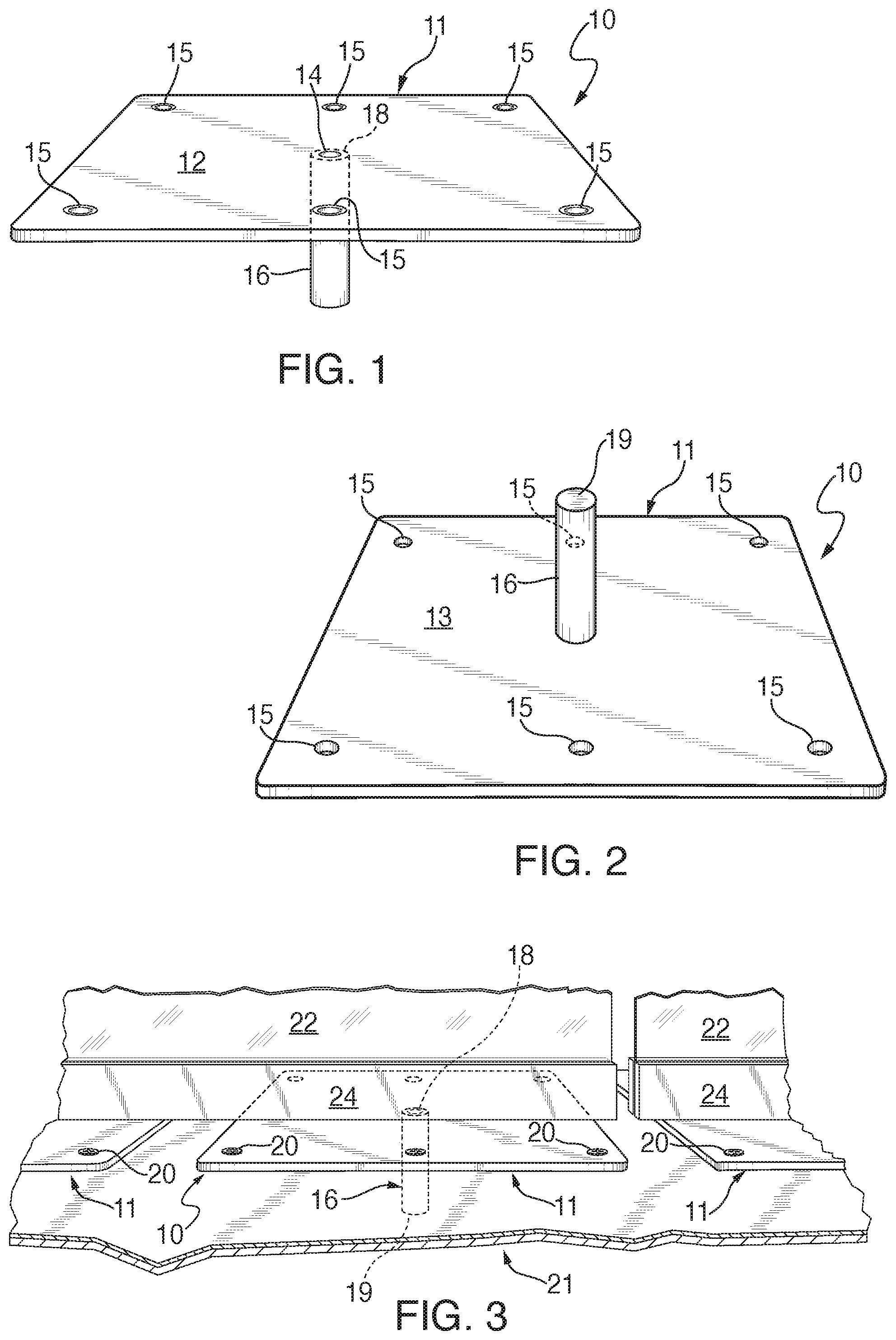 Patent US12104344 — Anchor and railing assembly — Figure 1