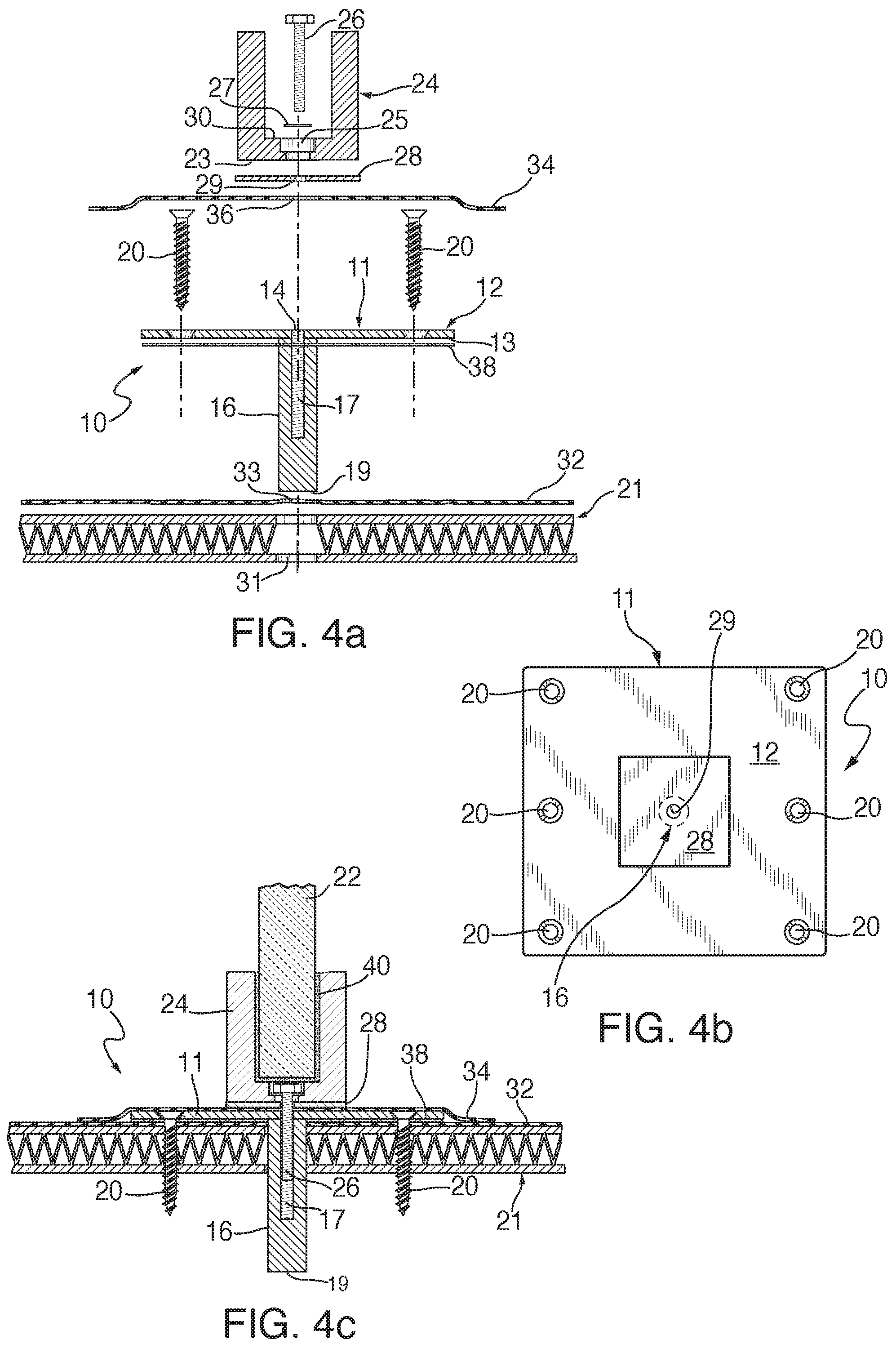 Patent US12104344 Figure 2 – Anchor and railing assembly