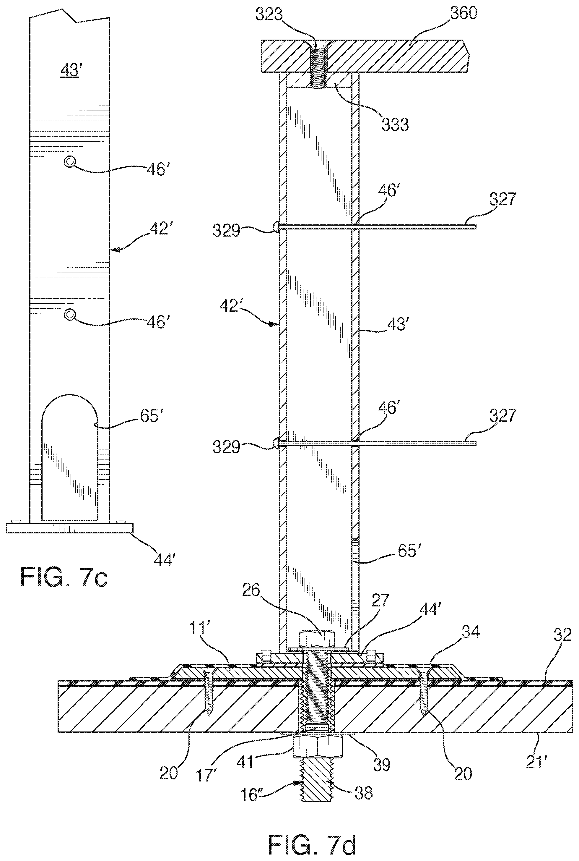 Patent US12104344 Figure 6 – Anchor and railing assembly