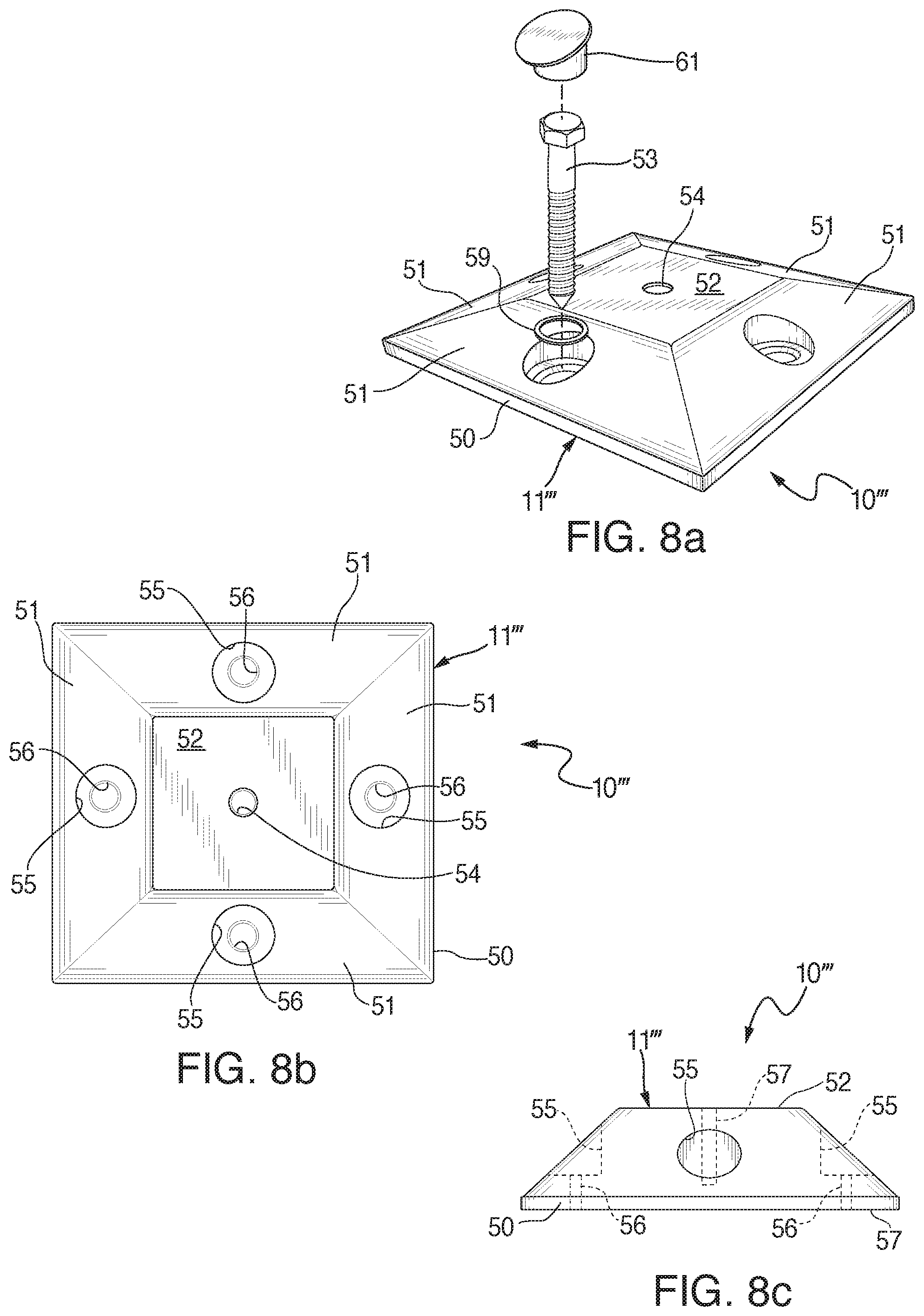 Patent US12104344 Figure 7 – Anchor and railing assembly