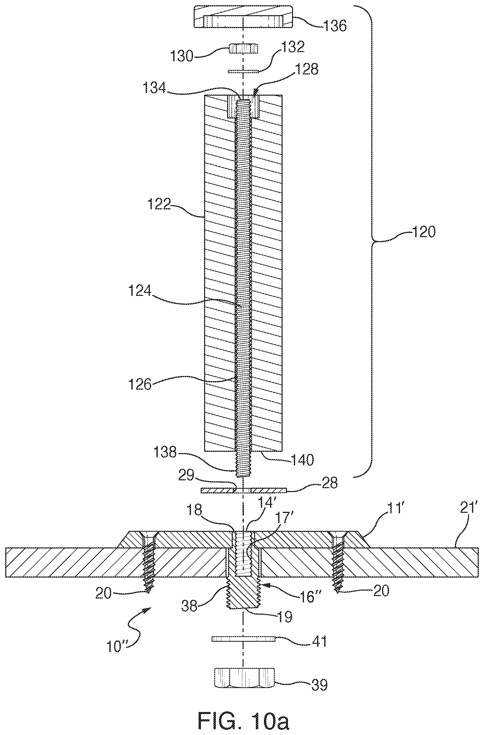 Patent US12104344 Figure 11 – Anchor and railing assembly